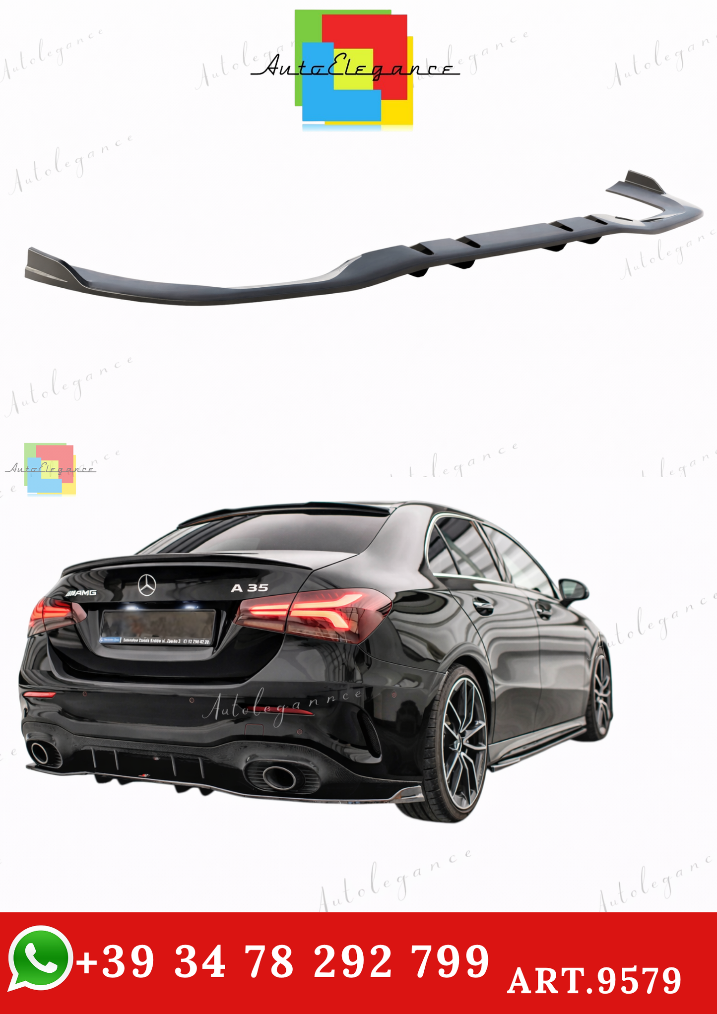 🔥ART.9579 SPLITTER POSTERIORE ADATTO PER V.2 MERCEDES A 35 AMG BERLINA V177🔥
