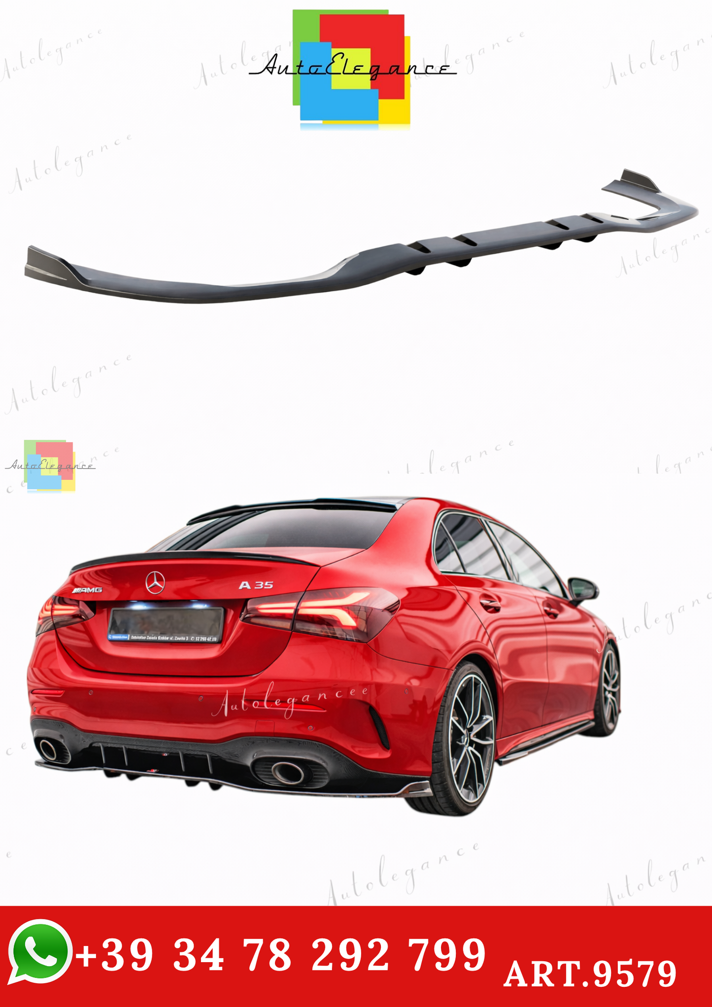 🔥ART.9579 SPLITTER POSTERIORE ADATTO PER V.2 MERCEDES A 35 AMG BERLINA V177🔥
