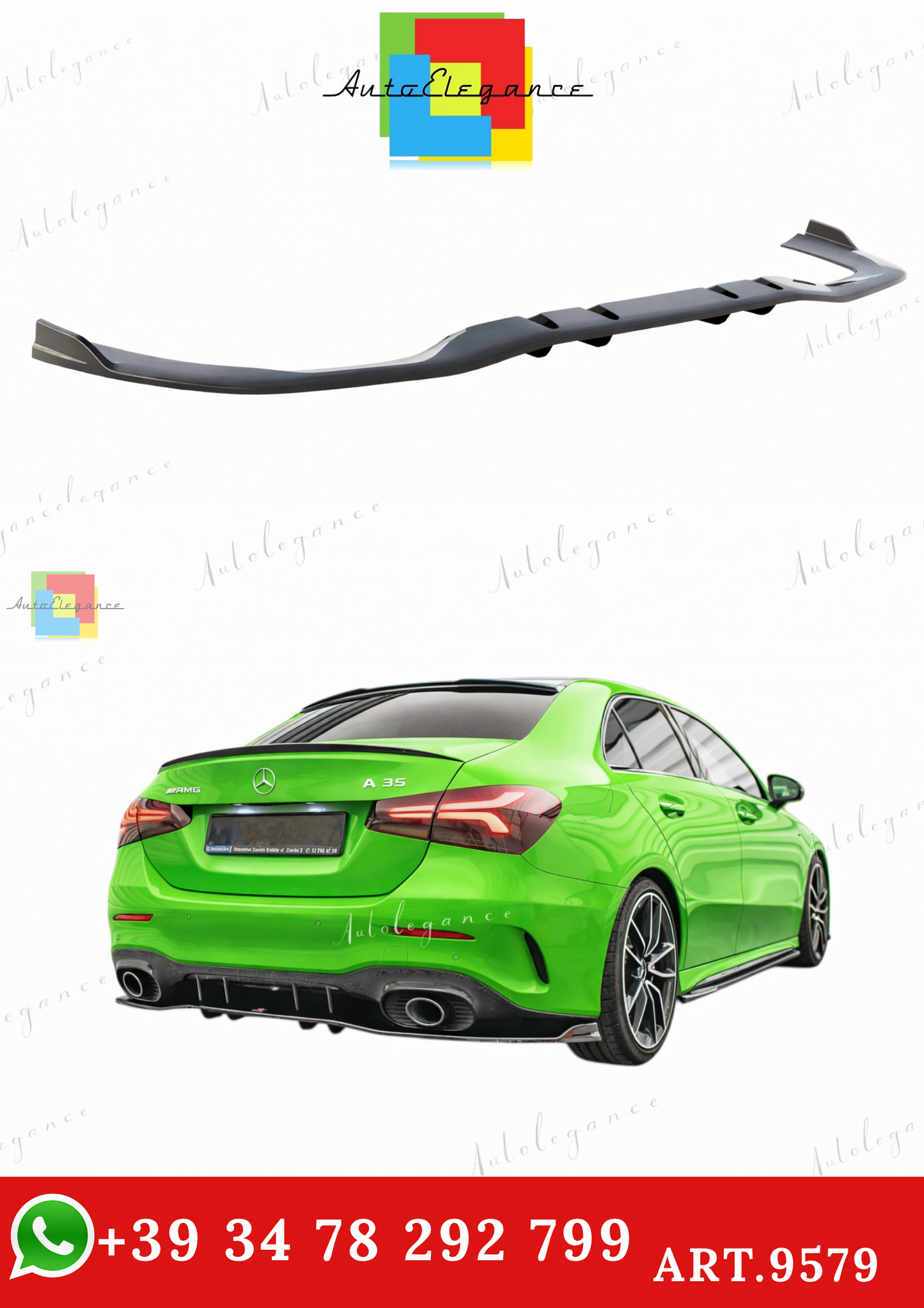 🔥ART.9579 SPLITTER POSTERIORE ADATTO PER V.2 MERCEDES A 35 AMG BERLINA V177🔥