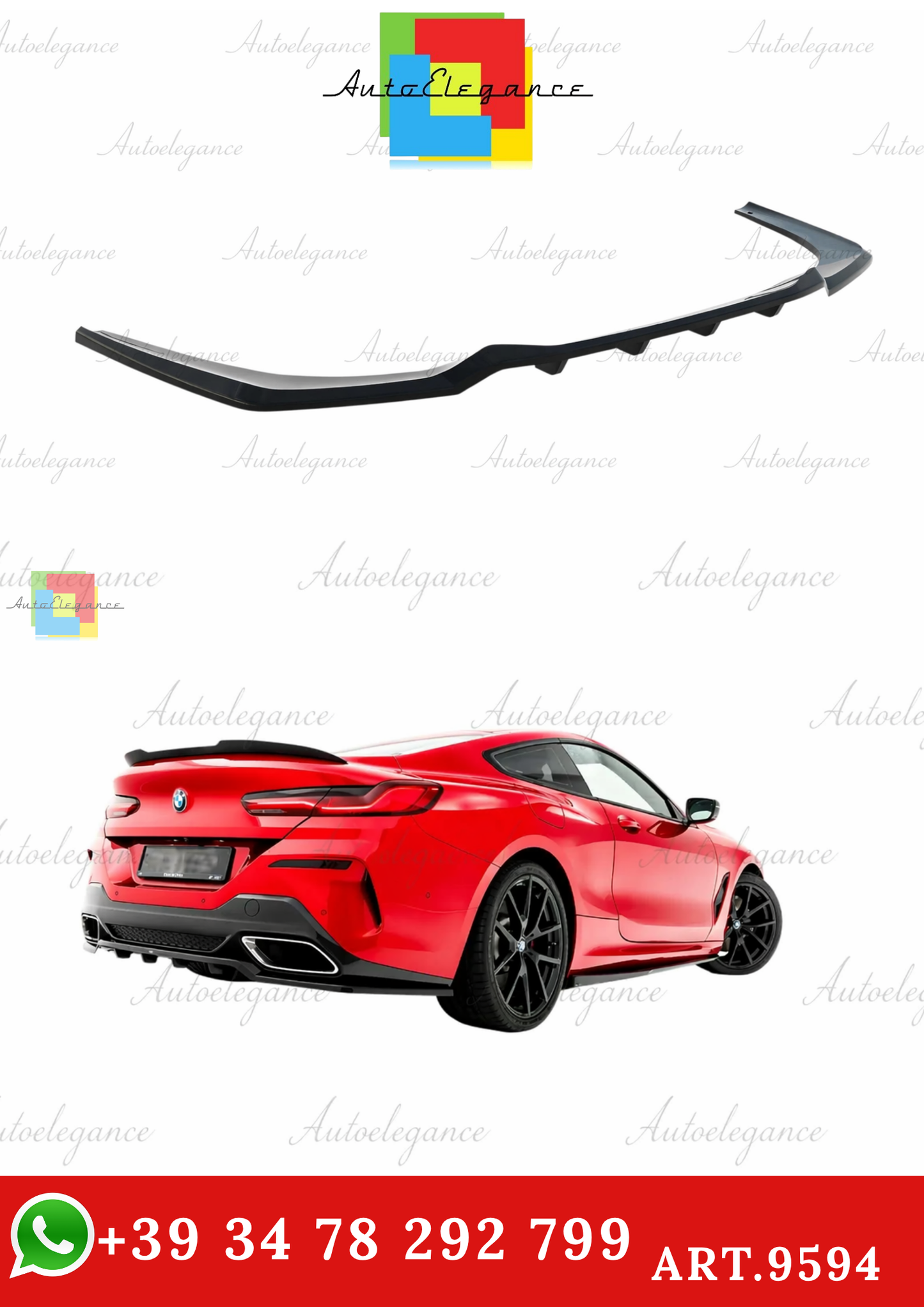 🔥ART.9594 SPLITTER POSTERIORE (CON BARRE VERTICALI) BMW 8 COUPE M-PACK G15🔥