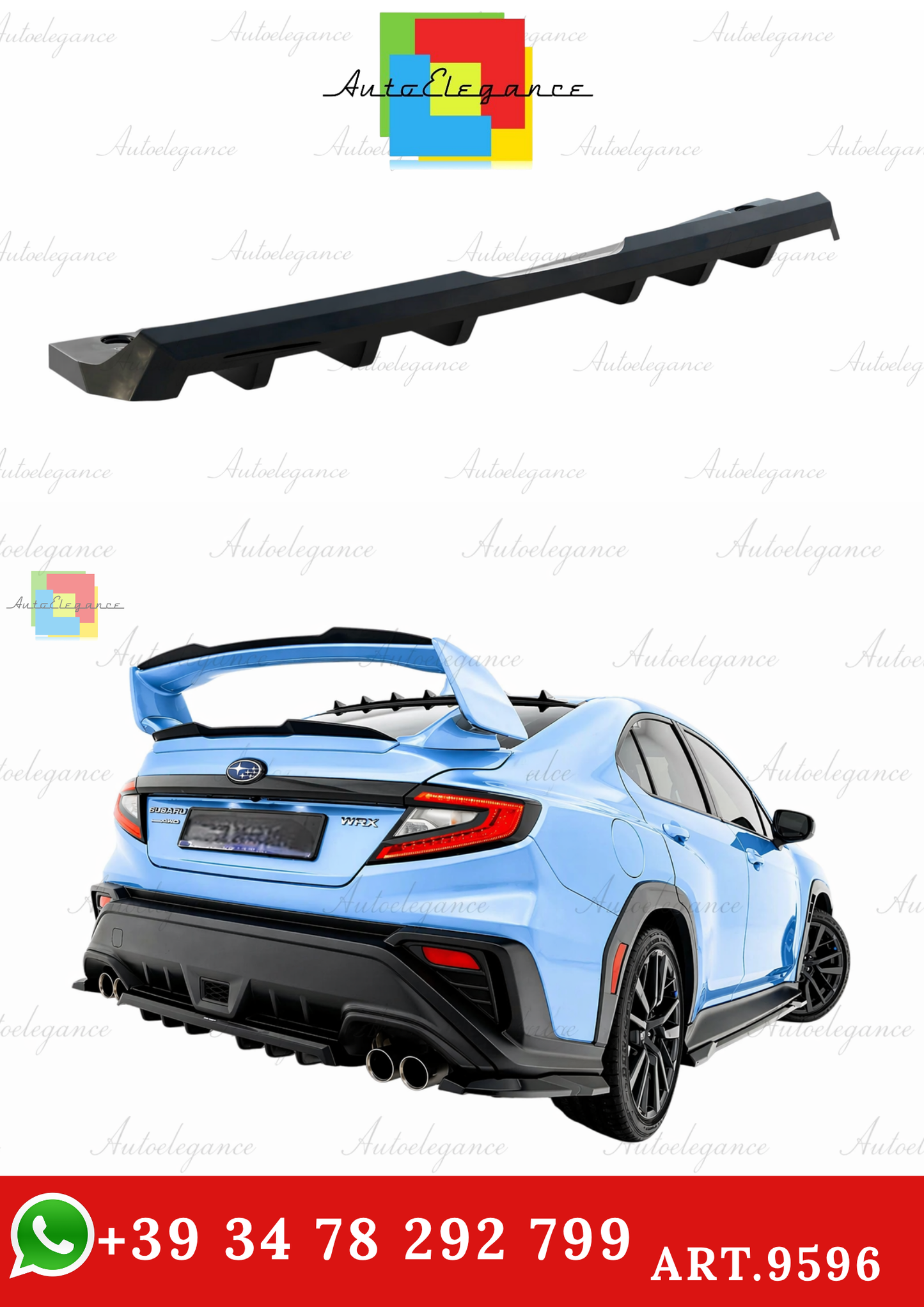 🔥ART.9596 SPLITTER POSTERIORE (CON BARRE VERTICALI) PER SUBARU WRX STI Mk2🔥