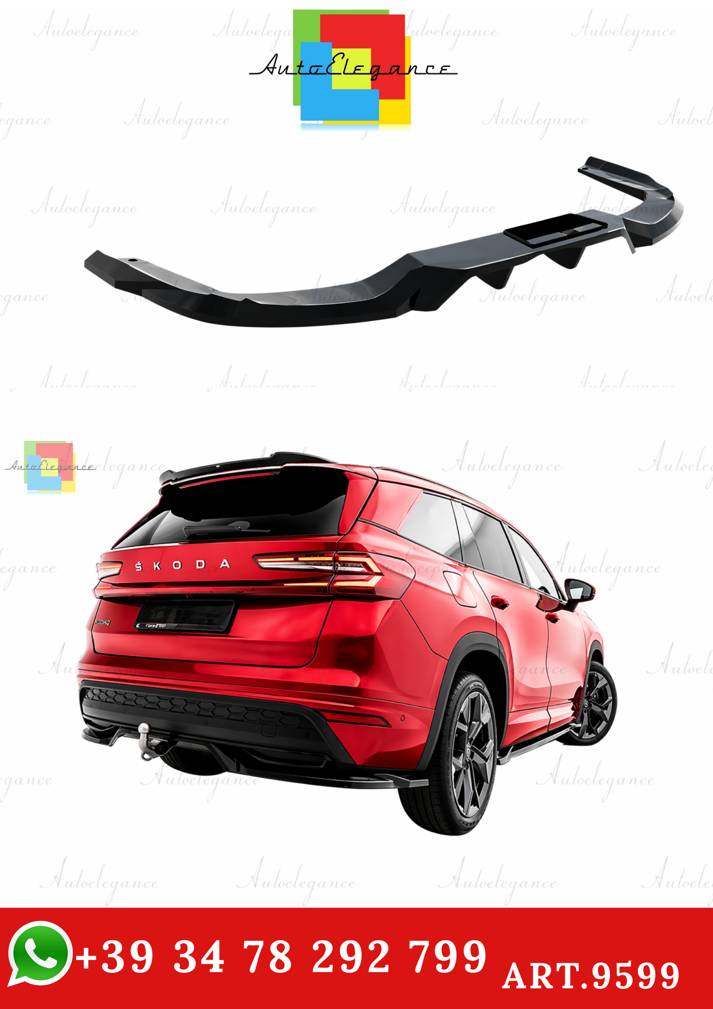 🔥ART.9599 SPLITTER POSTERIORE PER SKODA KODIAQ SPORTLINE Mk2🔥
