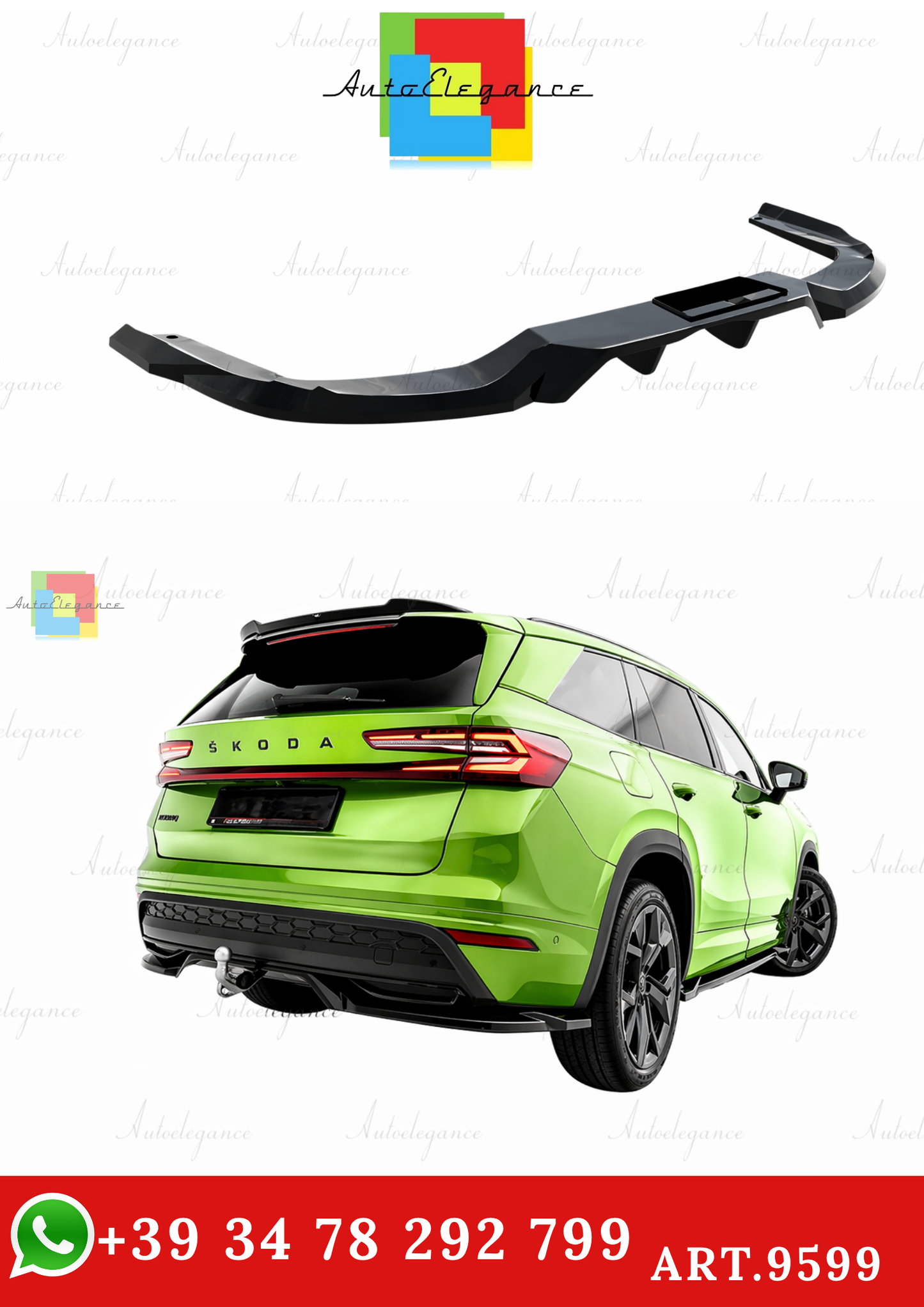 🔥ART.9599 SPLITTER POSTERIORE PER SKODA KODIAQ SPORTLINE Mk2🔥