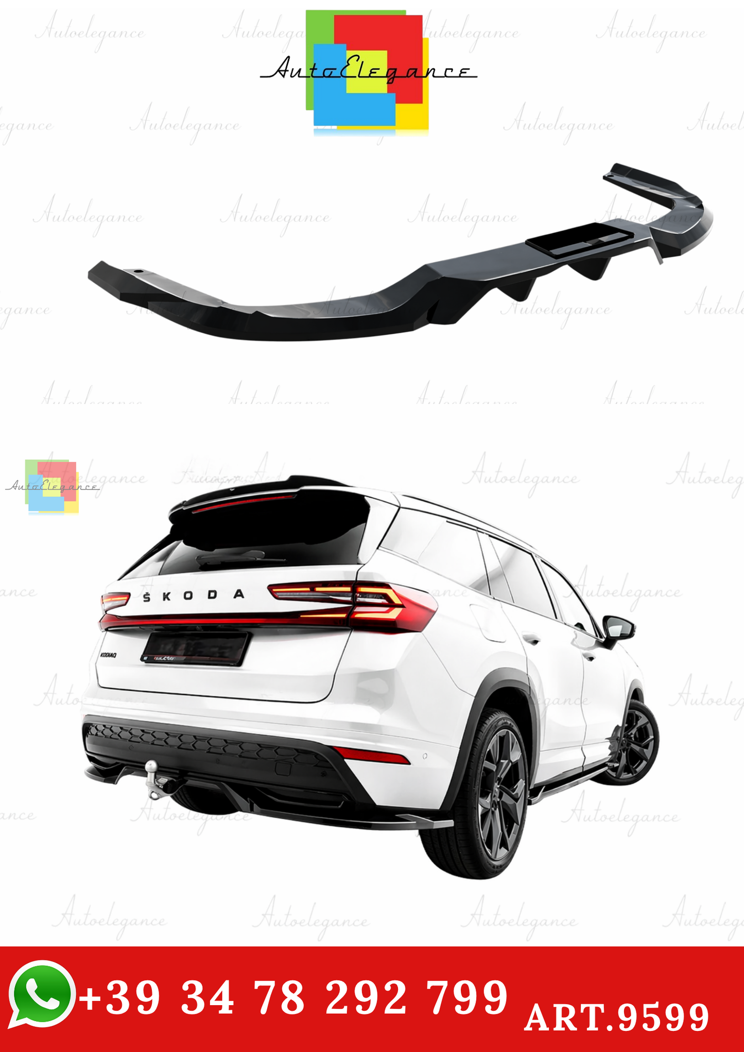 🔥ART.9599 SPLITTER POSTERIORE PER SKODA KODIAQ SPORTLINE Mk2🔥