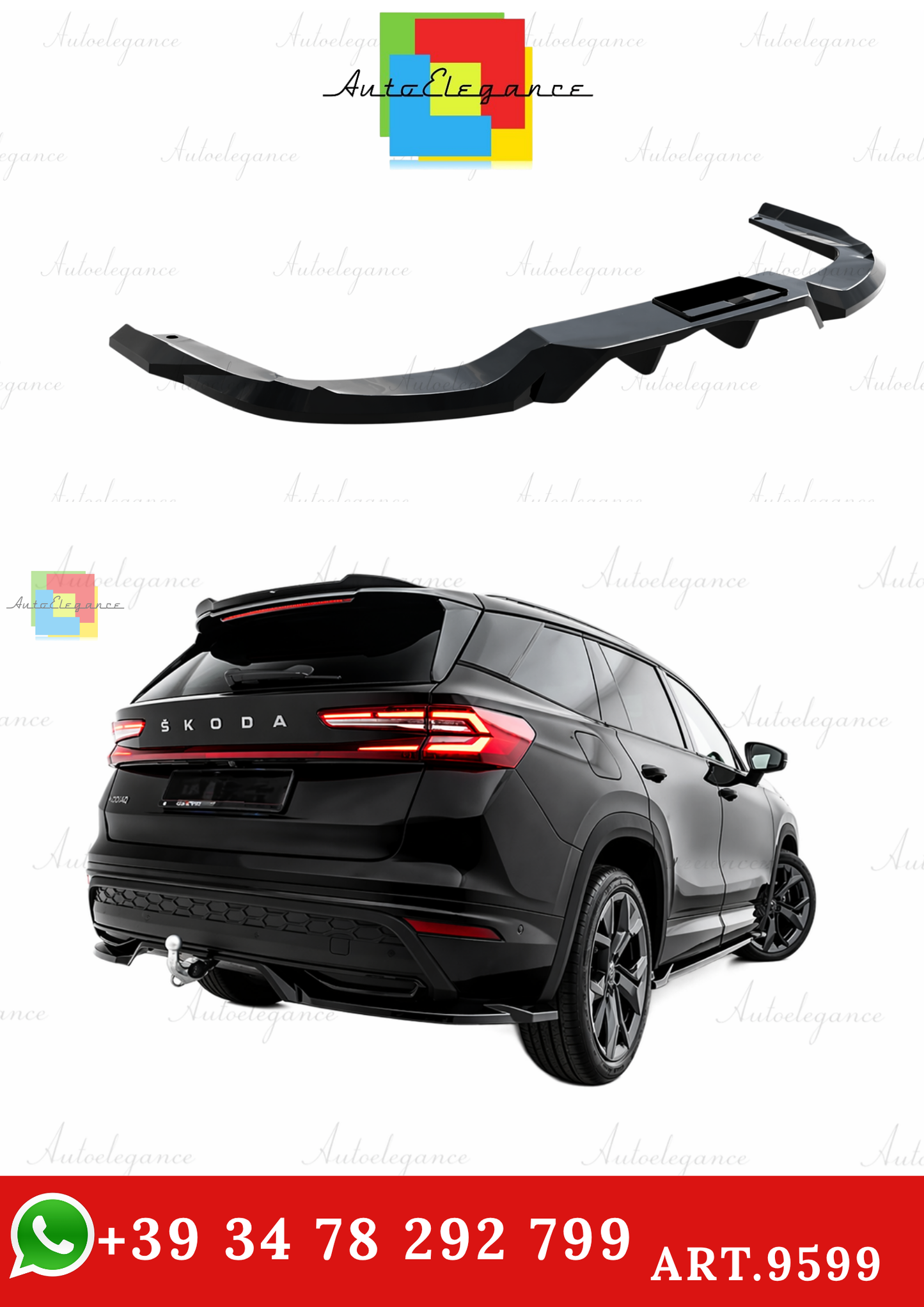 🔥ART.9599 SPLITTER POSTERIORE PER SKODA KODIAQ SPORTLINE Mk2🔥