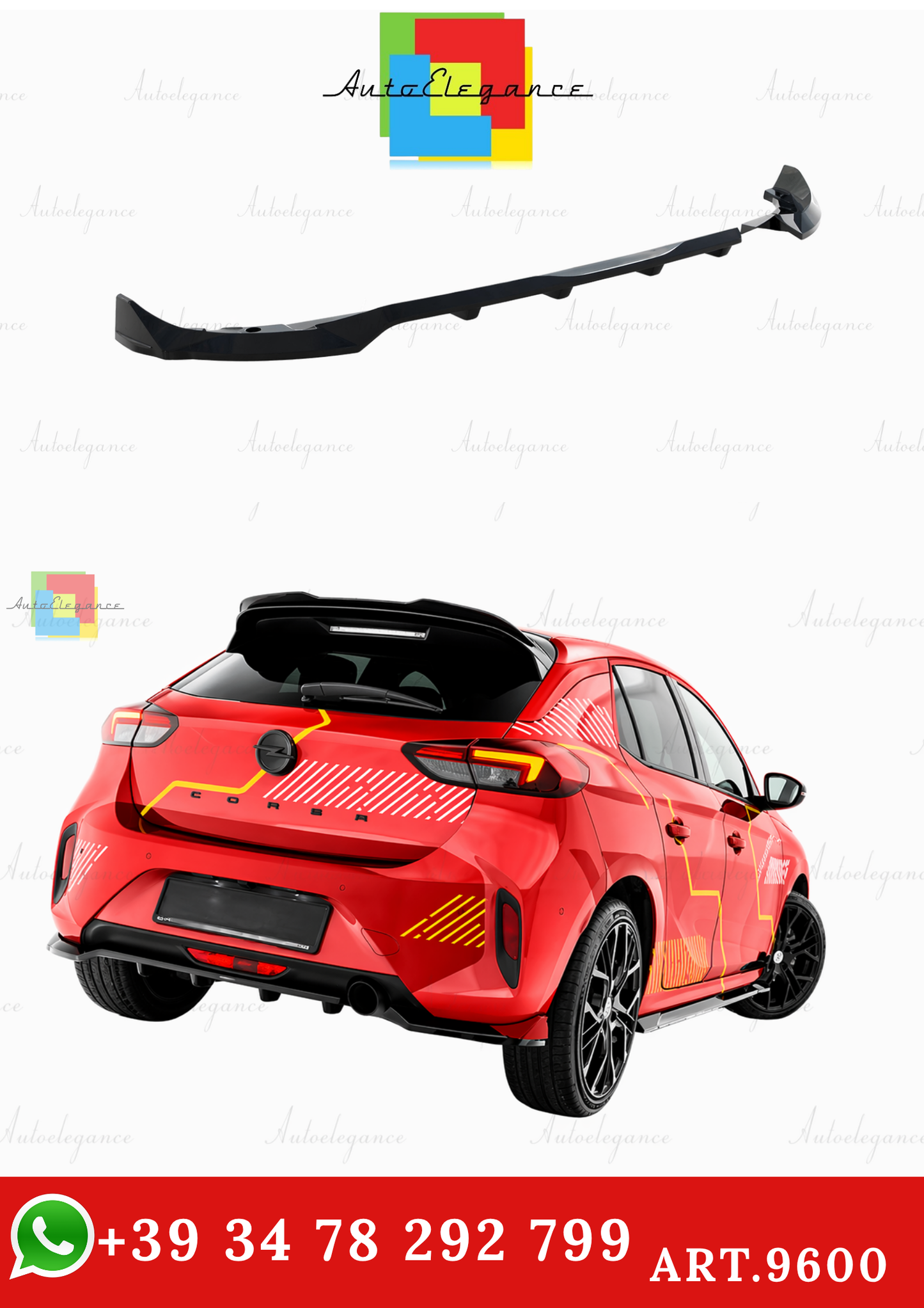 🔥ART.9600 SPLITTER POSTERIORE PER OPEL CORSA F (Mk6 FACELIFT)🔥