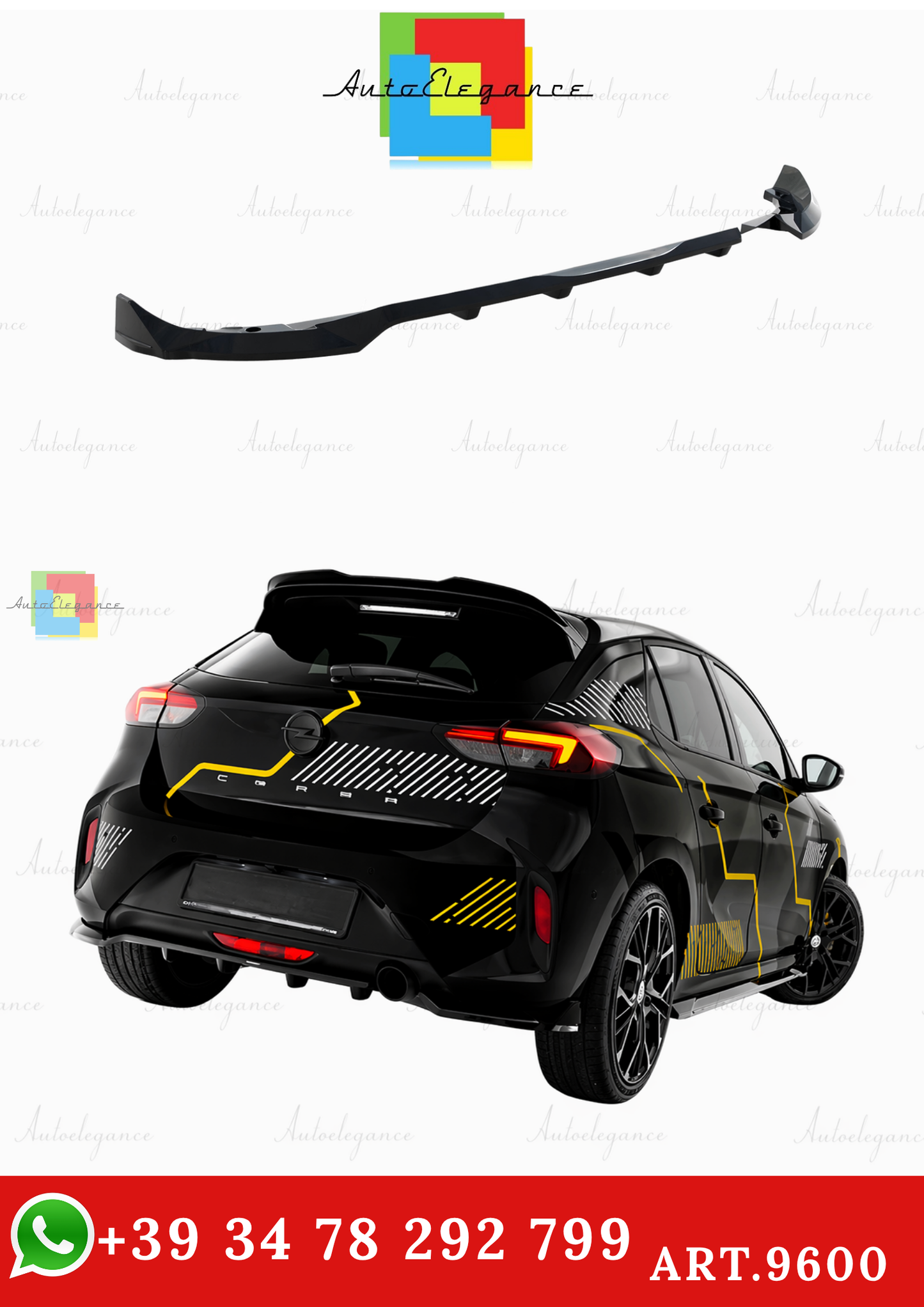 🔥ART.9600 SPLITTER POSTERIORE PER OPEL CORSA F (Mk6 FACELIFT)🔥