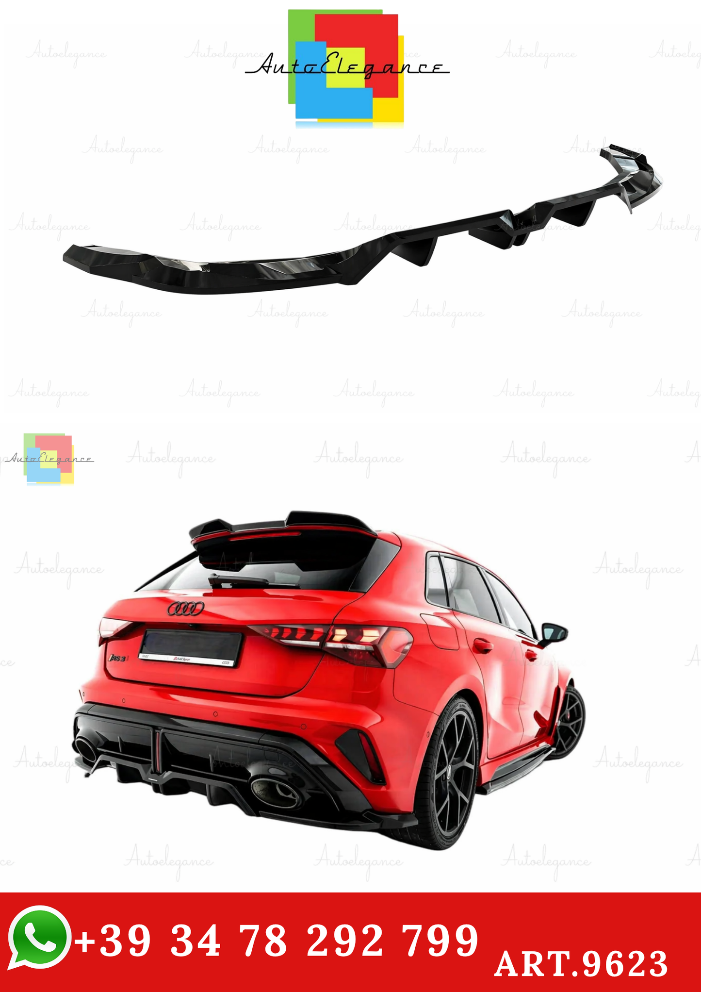 🔥ART.9623 SPLITTER POSTERIORE V.2 ADATTO PER AUDI RS3 SPORTBACK 8Y FACELIFT🔥