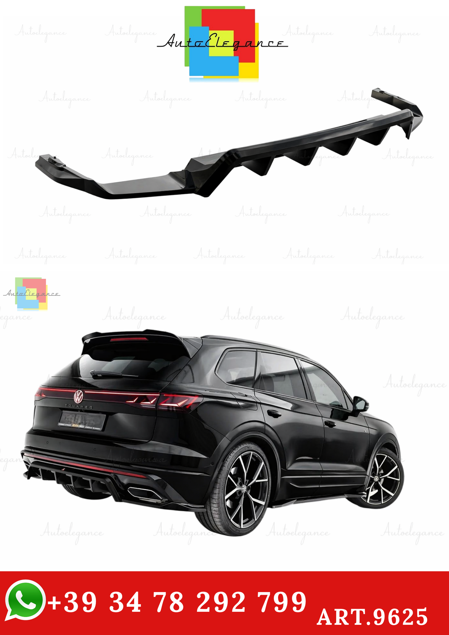 🔥ART.9625 SPLITTER POSTERIORE ADATTO PER VW TOUAREG R-LINE Mk3 FACELIFT🔥