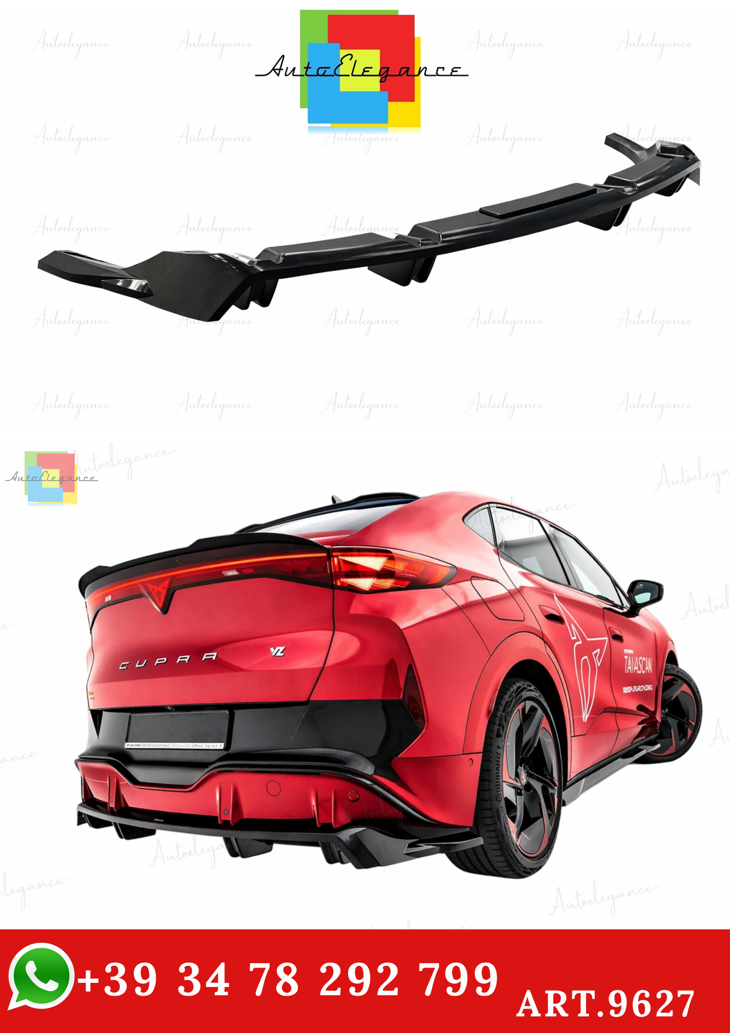 🔥ART.9627 SPLITTER POSTERIORE (CON BARRE VERTICALI) CUPRA TAVASCAN Mk1🔥