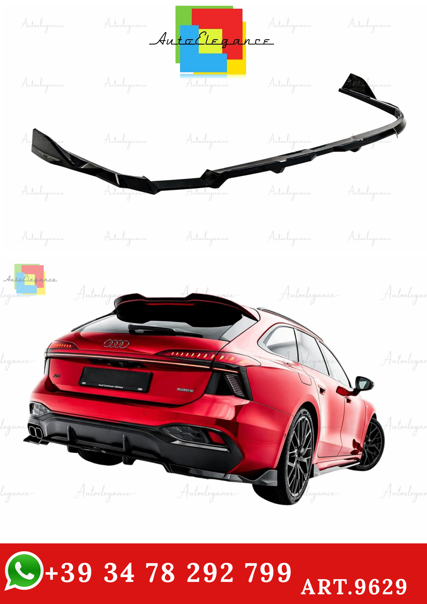 🔥ART.9629 SPLITTER POSTERIORE (CON BARRE VERTICALI) V.2 PER AUDI A6 S-LINE C9🔥