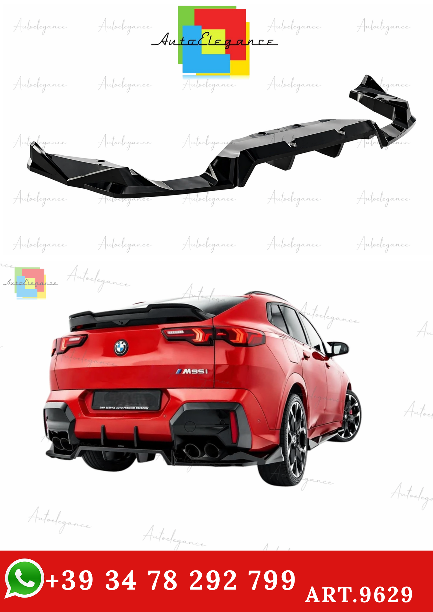 🔥ART.9629 SPLITTER POSTERIORE (CON BARRE VERTICALI) BMW X2 M35i U10🔥