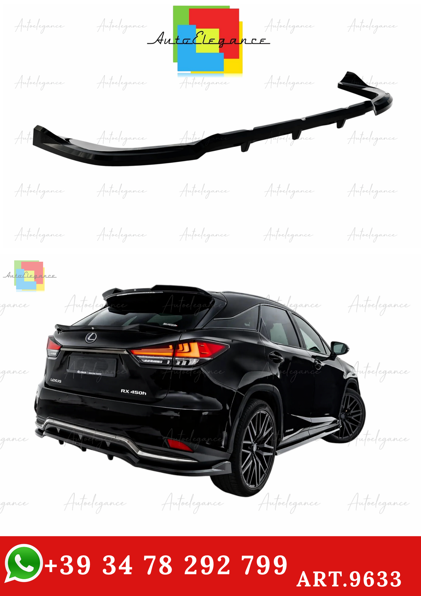 🔥ART.9633 SPLITTER POSTERIORE ADATTO PER LEXUS RX F-SPORT Mk4 FACELIFT🔥