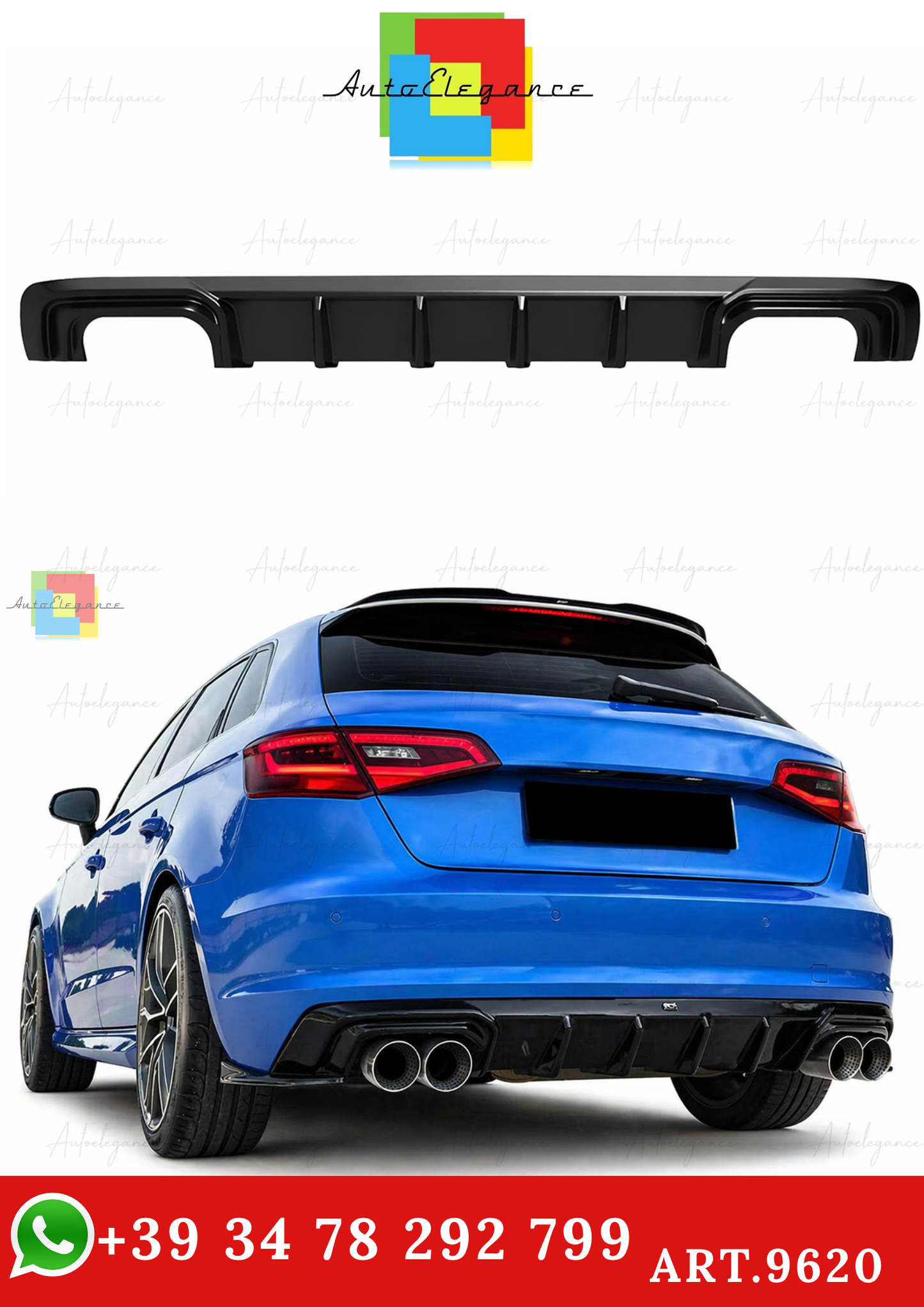 🔥ART.9620 DIFFUSORE NERO LUCIDO AUDI A3 8V Sportback 13-16 SOLO PER STANDARD🔥