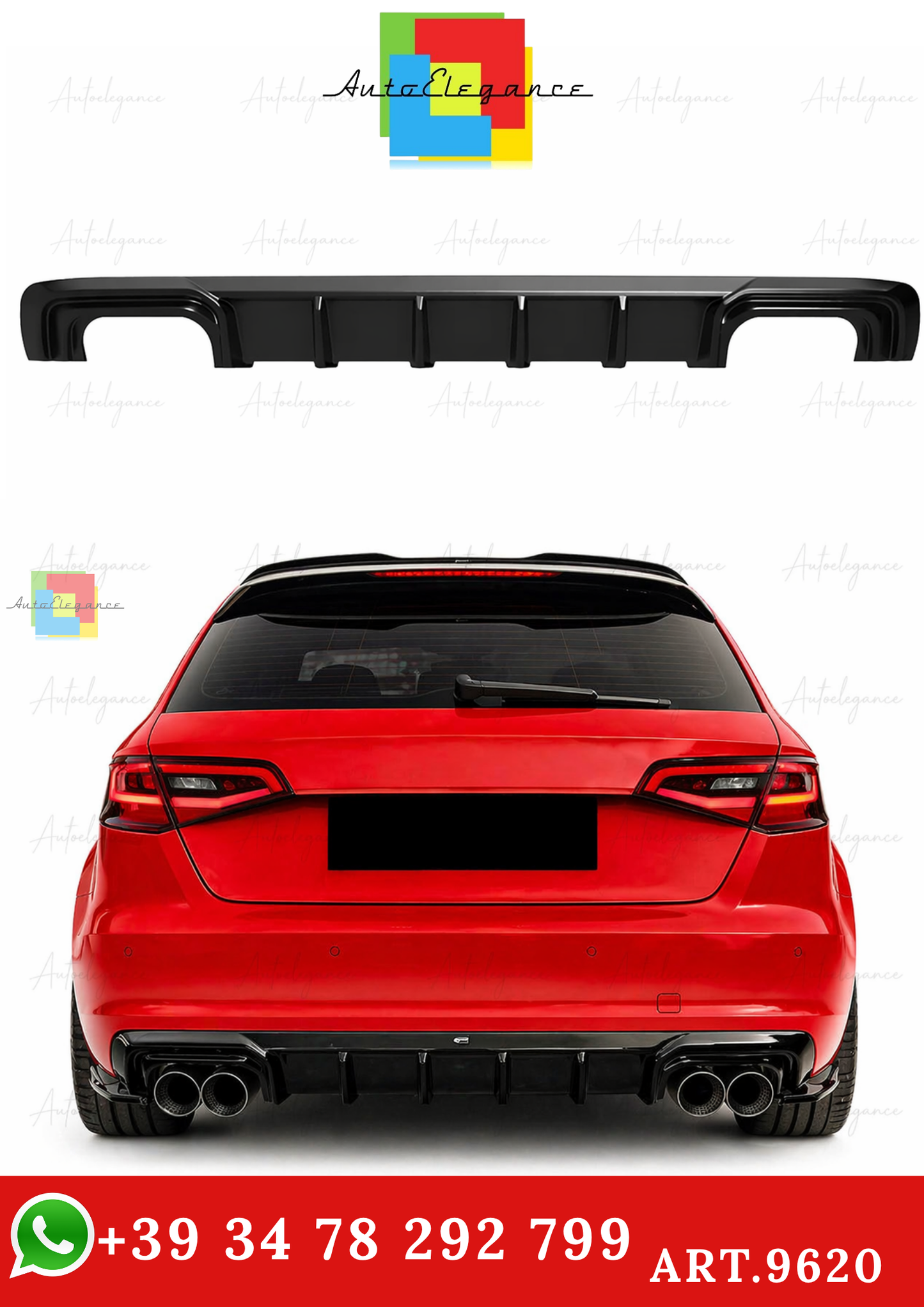 🔥ART.9620 DIFFUSORE NERO LUCIDO AUDI A3 8V Sportback 13-16 SOLO PER STANDARD🔥