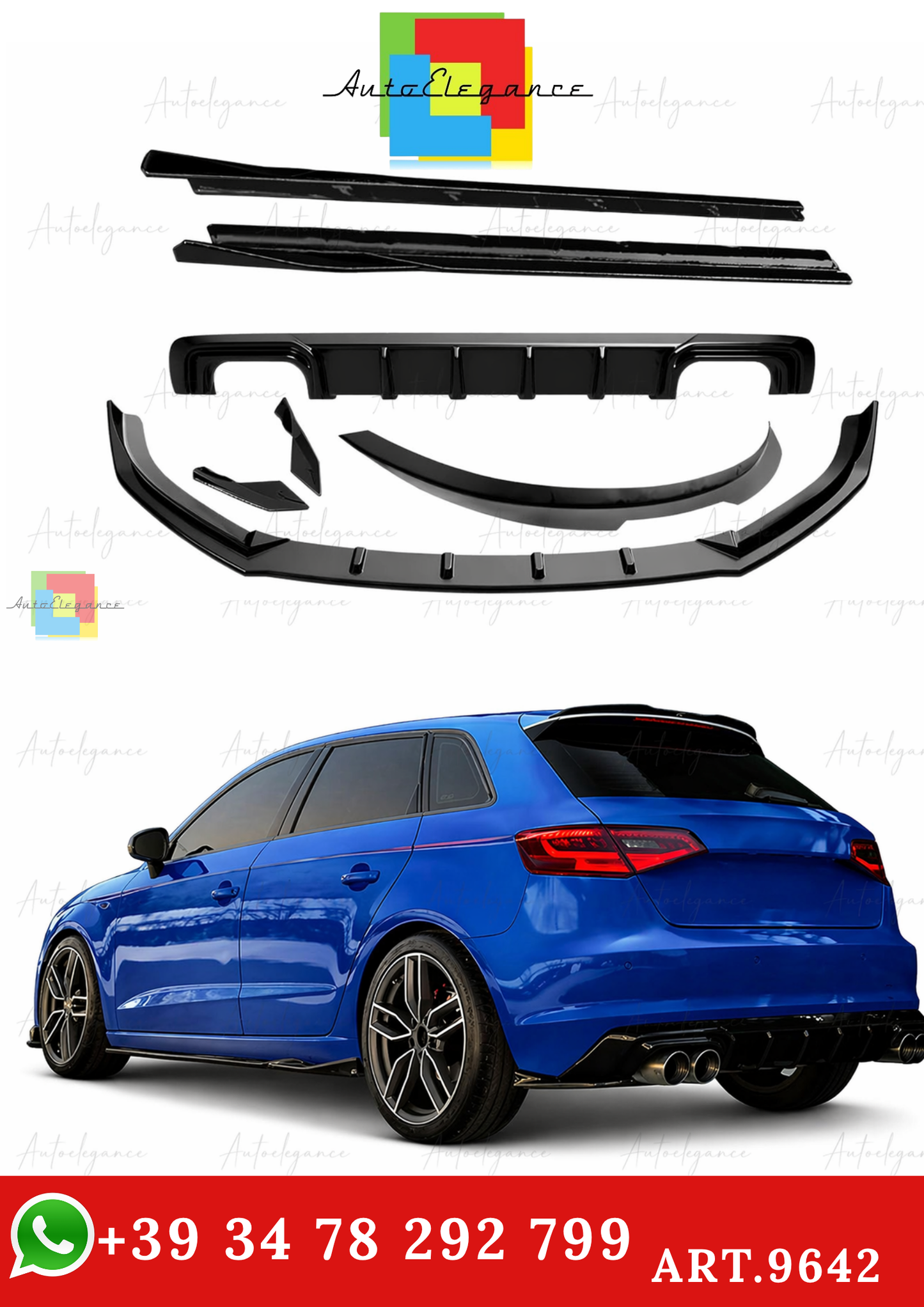 🔥ART.9642 BODYKIT ADATTO PER  AUDI A3 8V SPORTBACK 2013-2016🔥