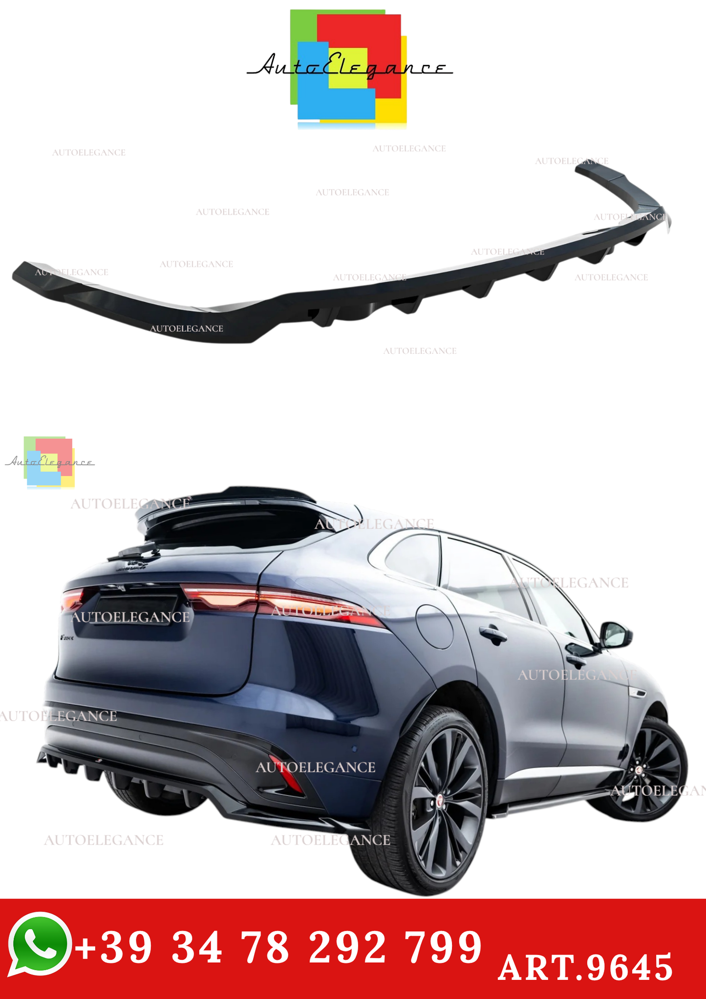 🔥ART.9645 SPLITTER POSTERIORE ADATTO PER JAGUAR F-PACE R-SPORT Mk1 FACELIFT🔥