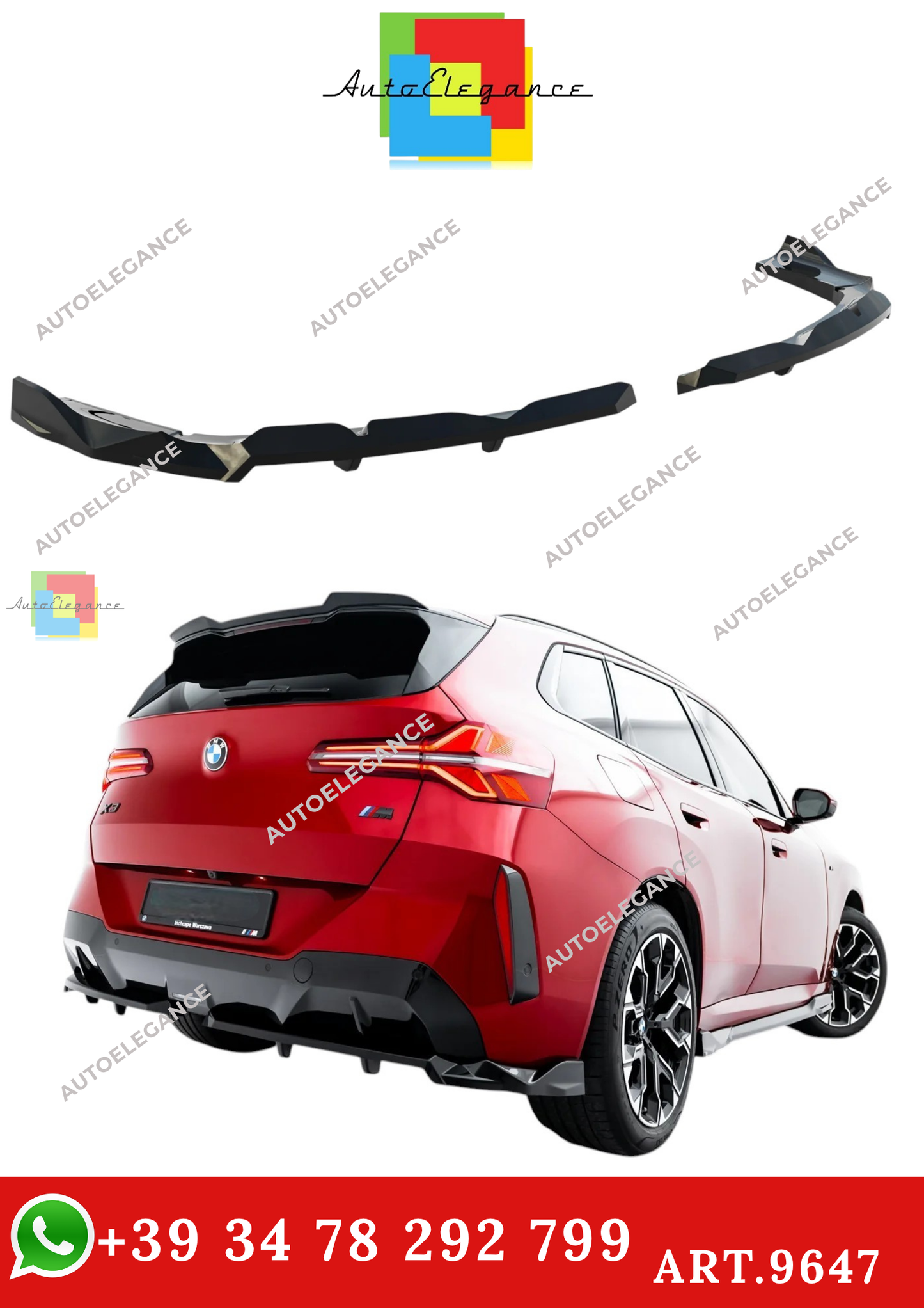 🔥ART.9647 SPLITTER POSTERIORE (CON BARRE VERTICALI) BMW X3 M-PACK G45🔥
