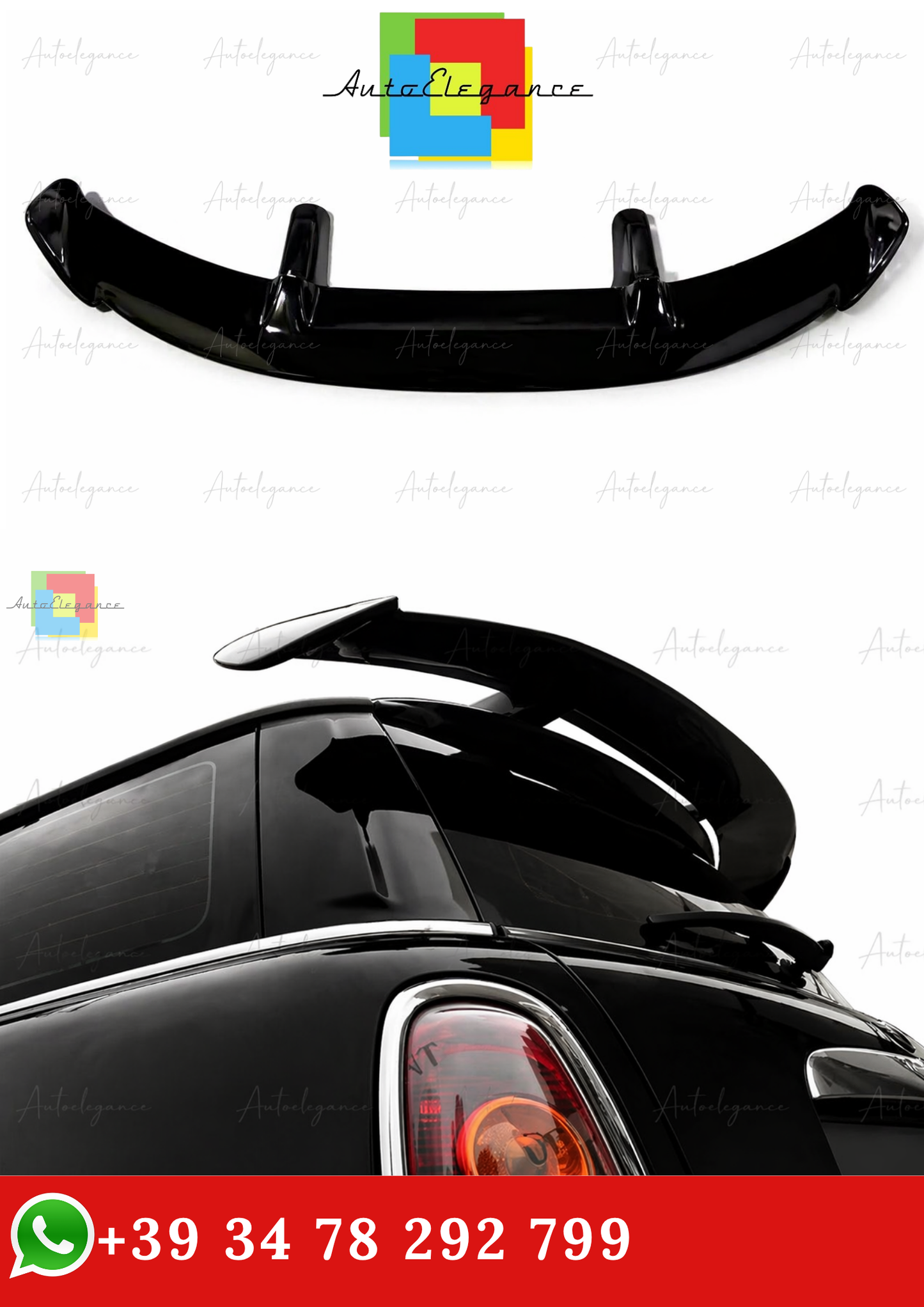 🔥SPOILER PER MINI COOPER F56 F55 JCW R50 R56 03-23 MATERIALE ABS NERO LUCIDO 🔥
