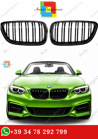 🔥GRIGLIA ANTERIORE A DOPPIO RENE PER BMW  2 F22 F23 F87 M2 NERO LUCIDO 14-18🔥
