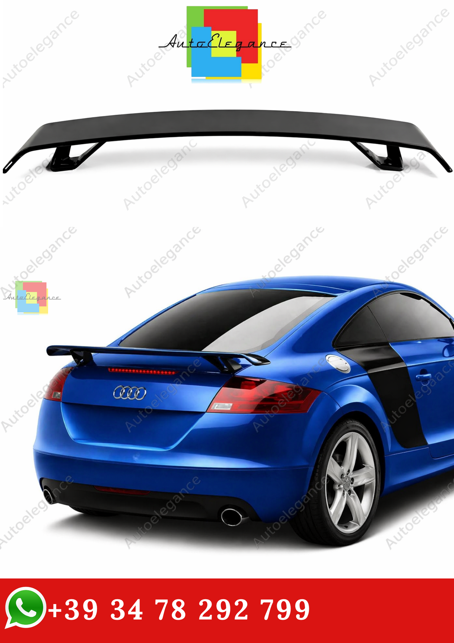 🔥SPOILER POSTERIORE PER BAGAGLIAIO NERO LUCIDO PER AUDI TT MK2 2008 -2018🔥