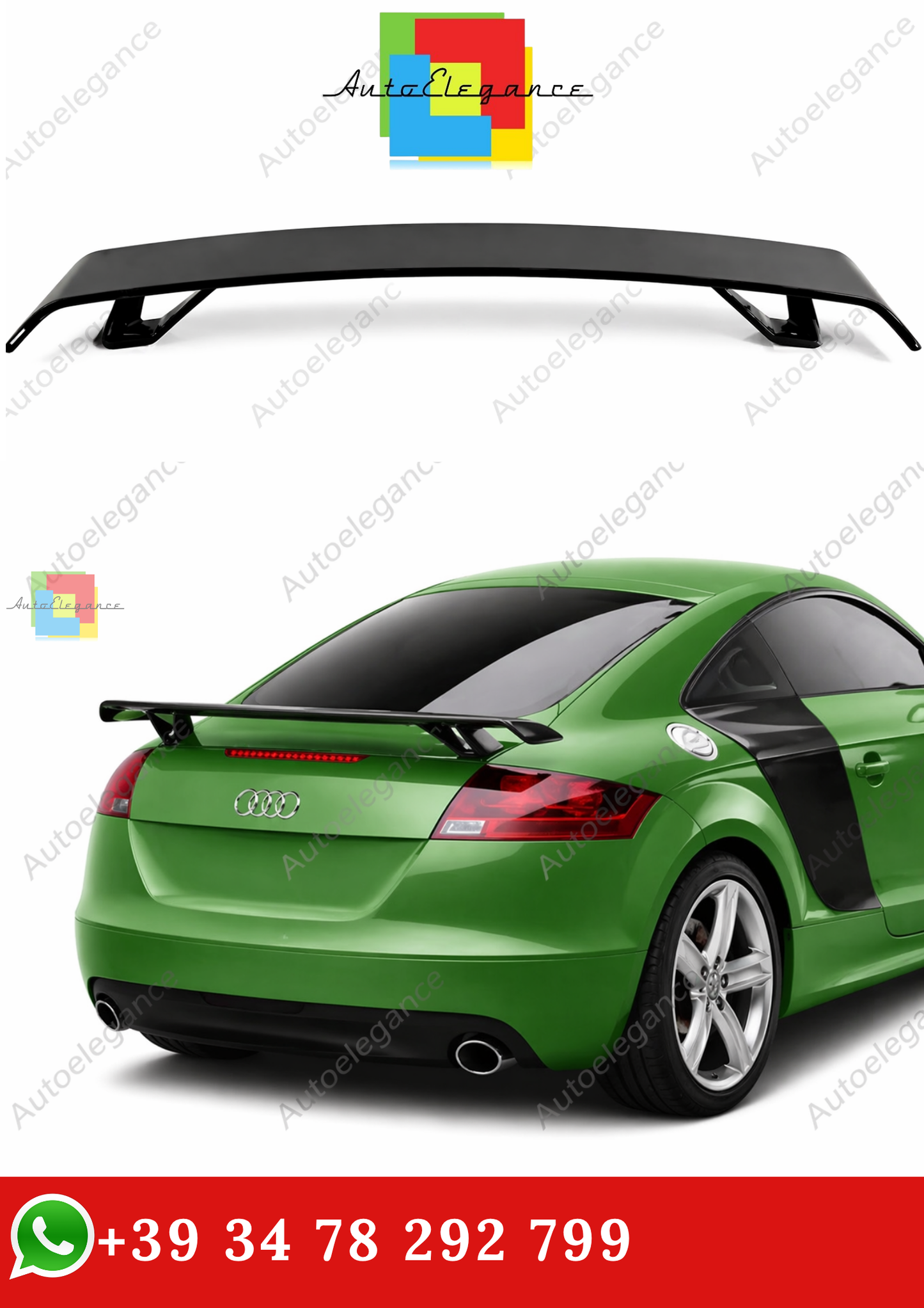 🔥SPOILER POSTERIORE PER BAGAGLIAIO NERO LUCIDO PER AUDI TT MK2 2008 -2018🔥