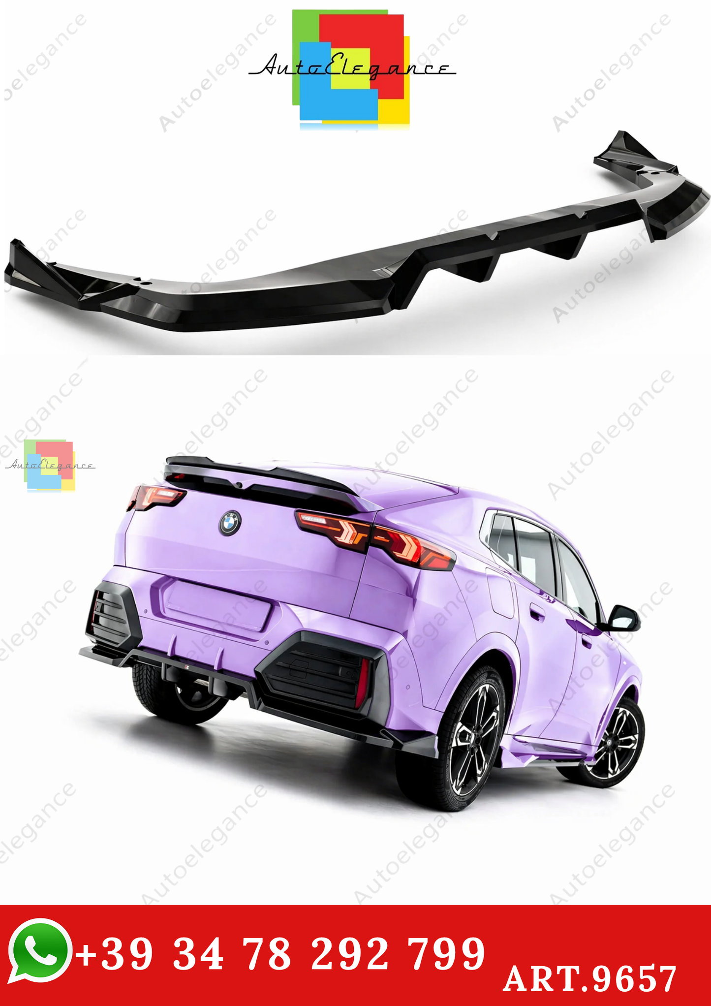 🔥ART.9657 SPLITTER POSTERIORE (CON BARRE VERTICALI) BMW X2 M-Pack / iX2 U10🔥