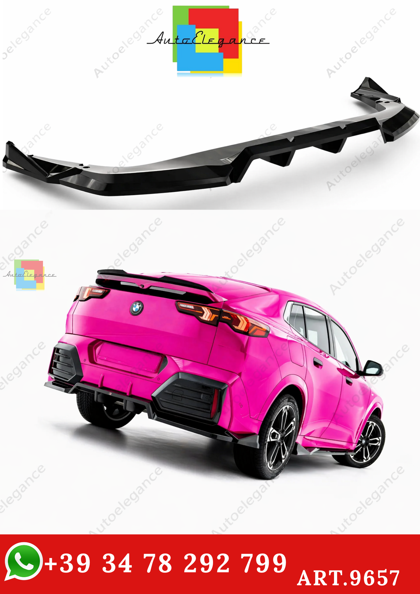 🔥ART.9657 SPLITTER POSTERIORE (CON BARRE VERTICALI) BMW X2 M-Pack / iX2 U10🔥