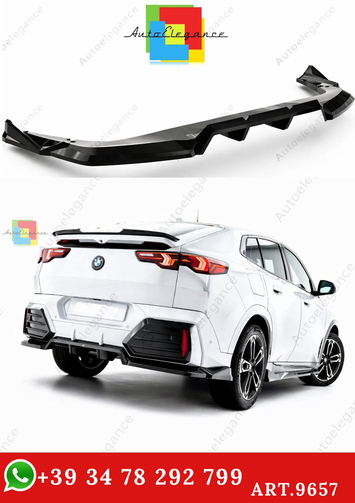 🔥ART.9657 SPLITTER POSTERIORE (CON BARRE VERTICALI) BMW X2 M-Pack / iX2 U10🔥