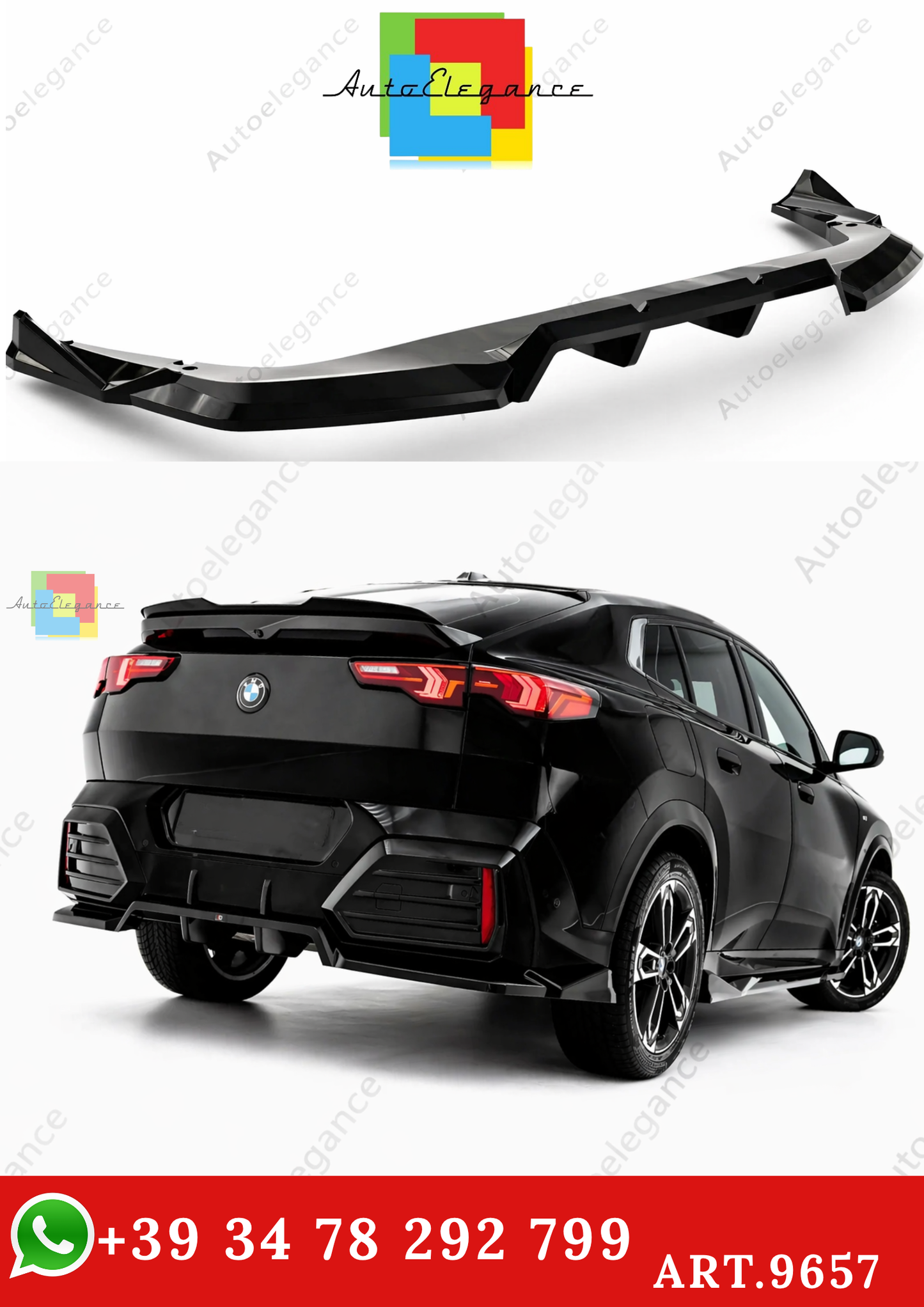 🔥ART.9657 SPLITTER POSTERIORE (CON BARRE VERTICALI) BMW X2 M-Pack / iX2 U10🔥