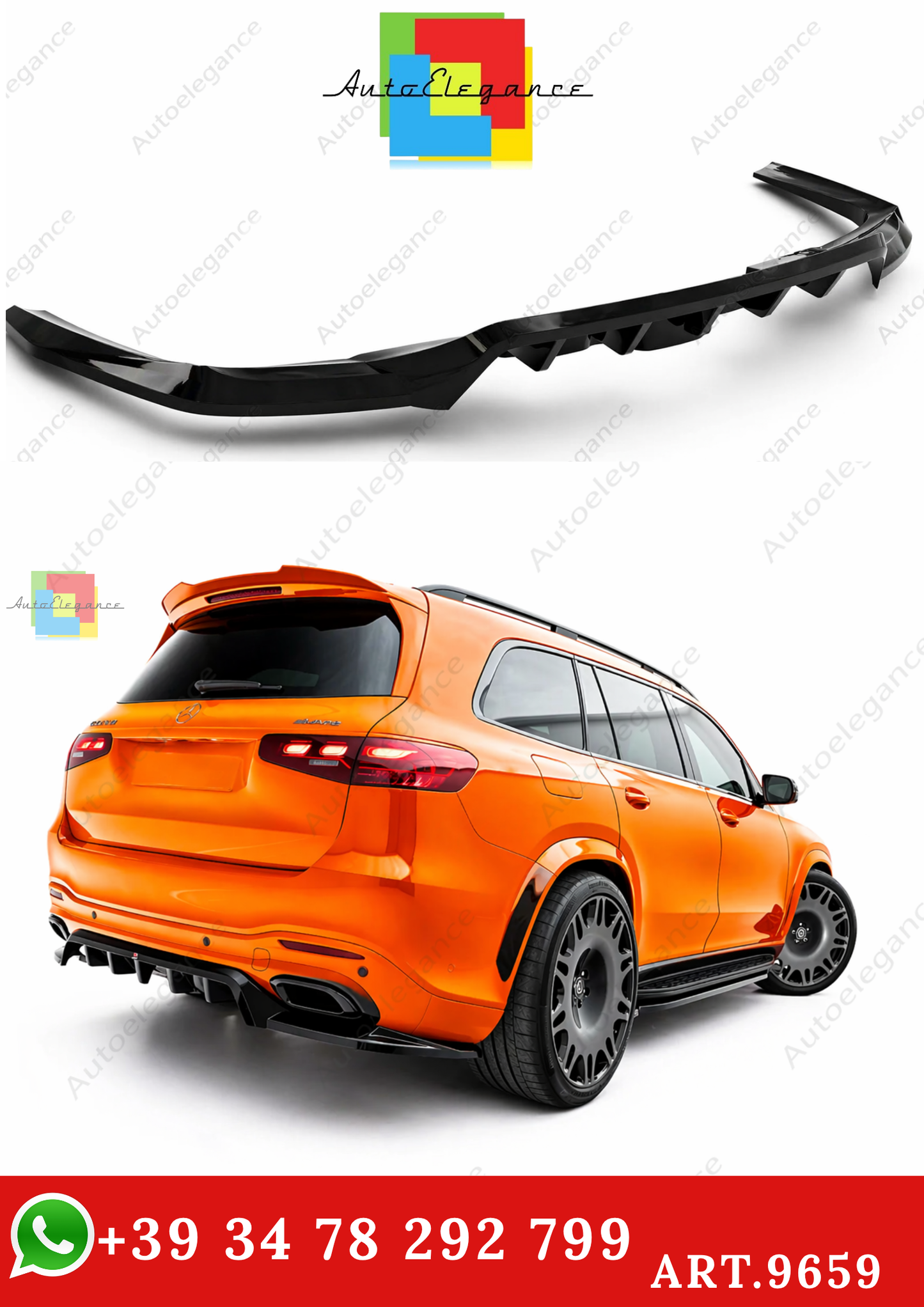 🔥ART.9659 SPLITTER POSTERIORE V.2 MERCEDES-BENZ GLS AMG-LINE  X167🔥