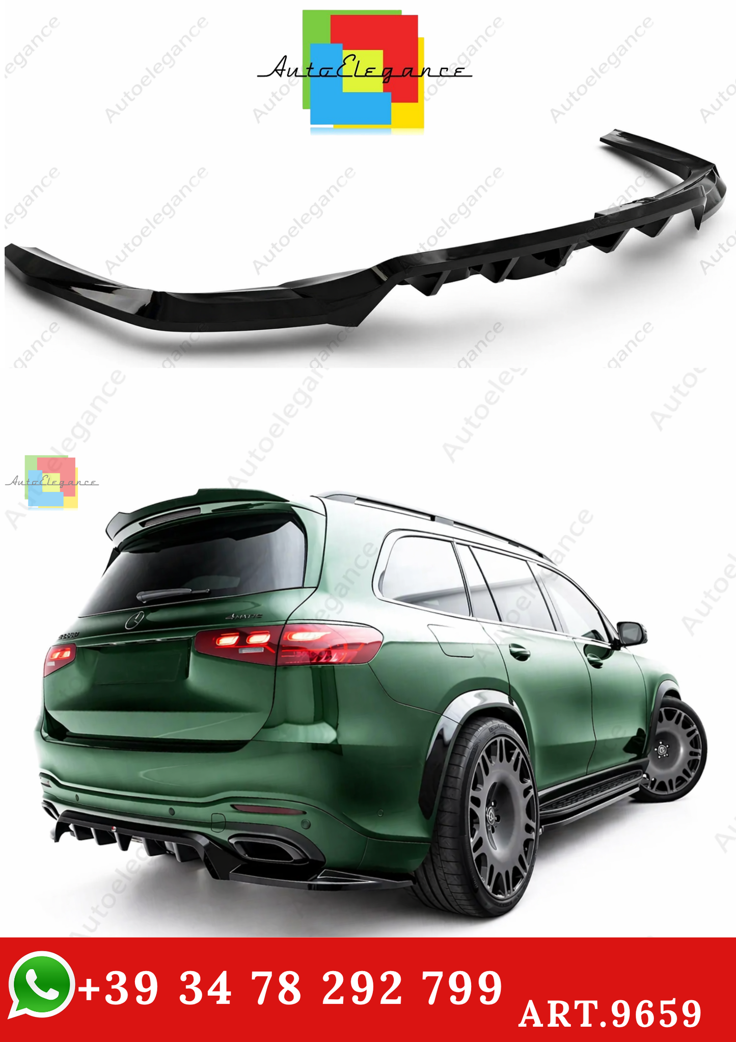 🔥ART.9659 SPLITTER POSTERIORE V.2 MERCEDES-BENZ GLS AMG-LINE  X167🔥