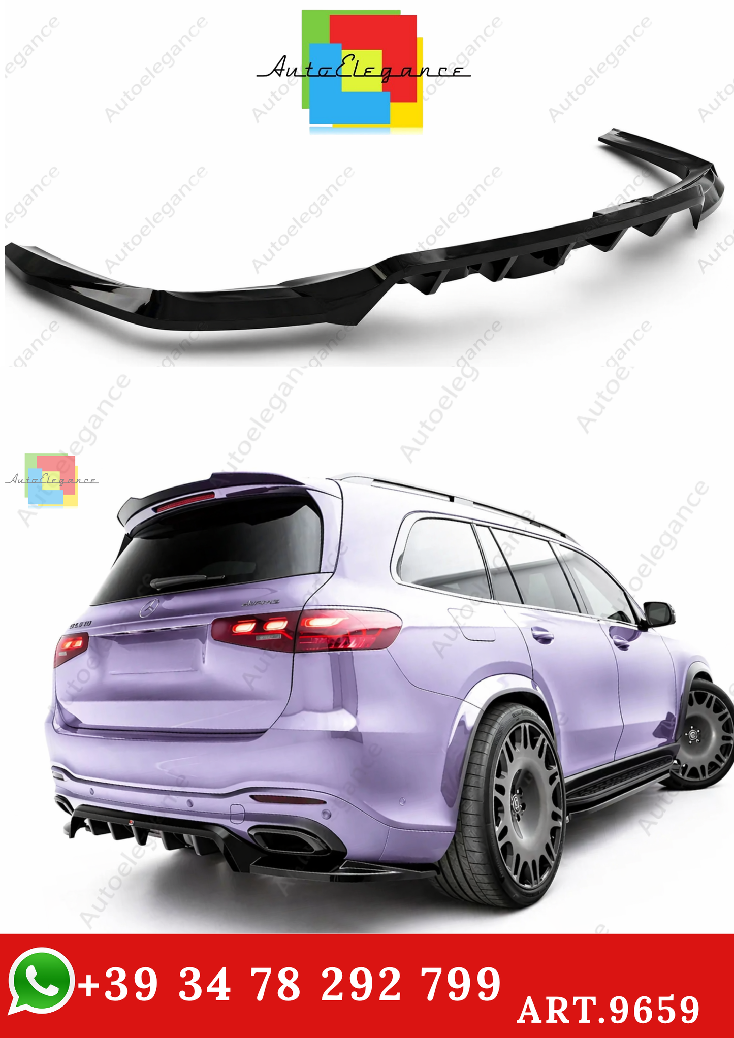 🔥ART.9659 SPLITTER POSTERIORE V.2 MERCEDES-BENZ GLS AMG-LINE  X167🔥