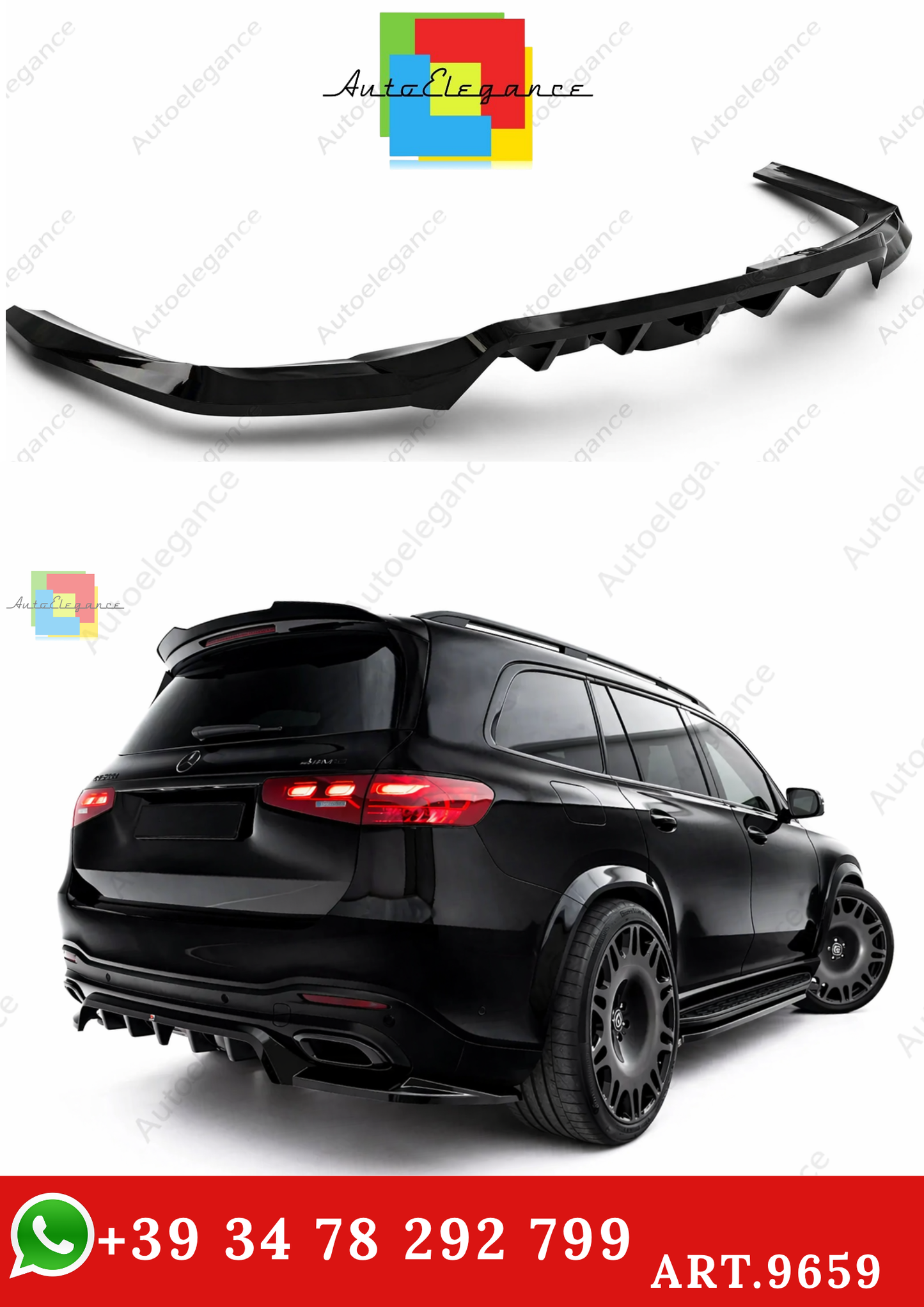 🔥ART.9659 SPLITTER POSTERIORE V.2 MERCEDES-BENZ GLS AMG-LINE  X167🔥