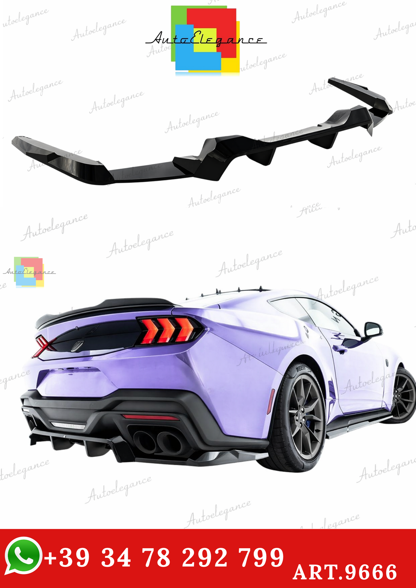 🔥ART.9666 SPLITTER POSTERIORE ADATTO PER FORD MUSTANG DARK HORSE Mk7🔥