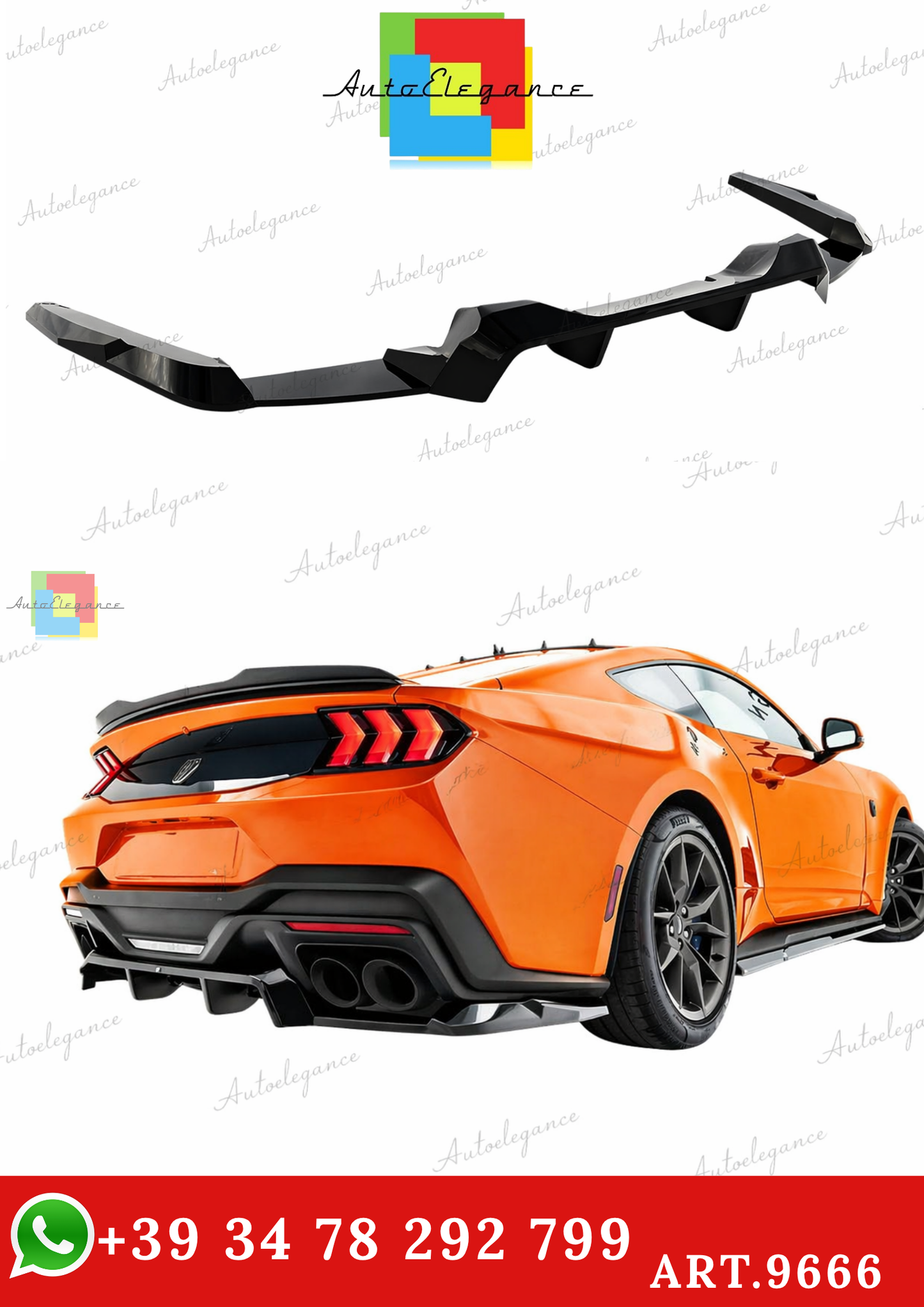 🔥ART.9666 SPLITTER POSTERIORE ADATTO PER FORD MUSTANG DARK HORSE Mk7🔥