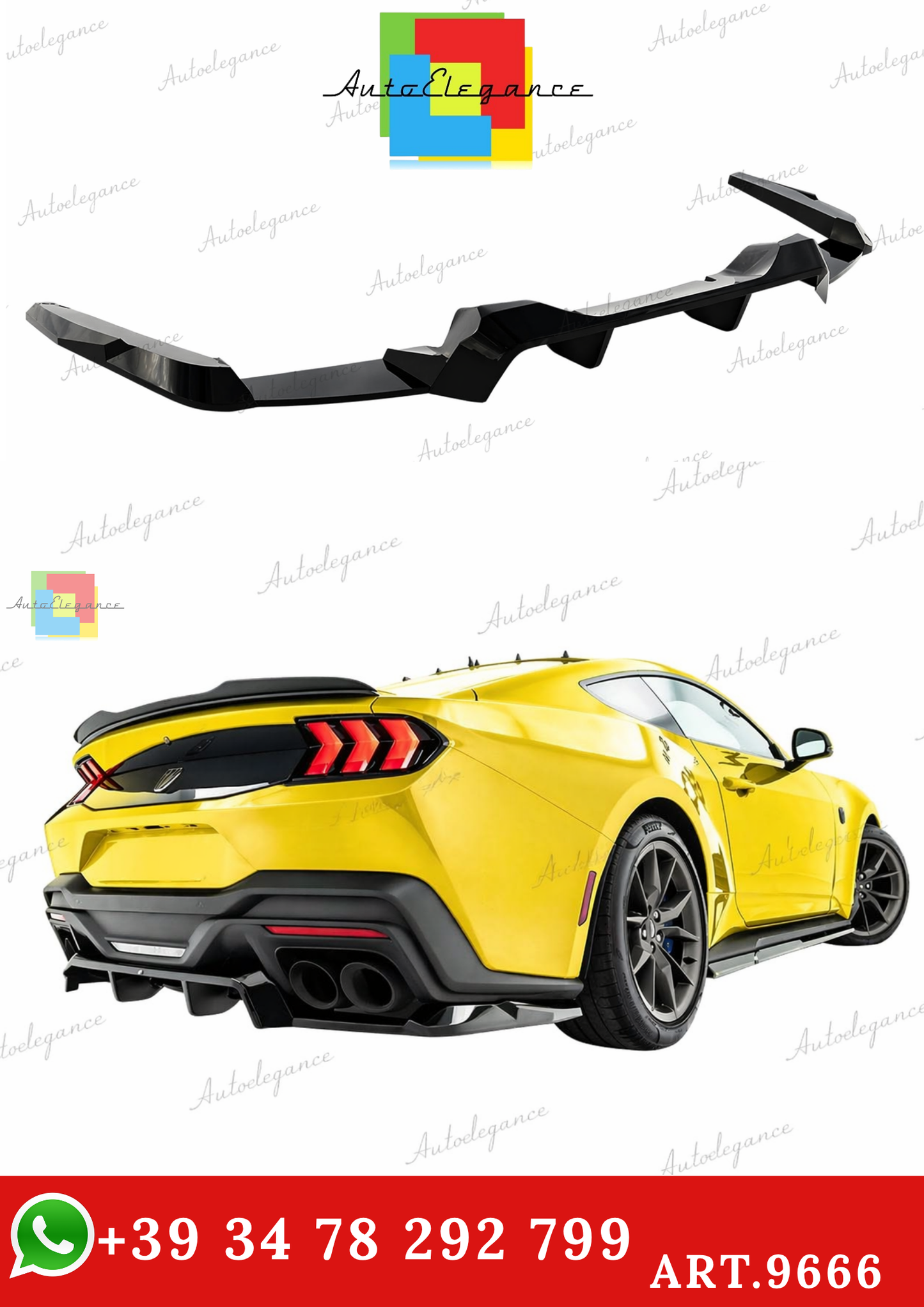 🔥ART.9666 SPLITTER POSTERIORE ADATTO PER FORD MUSTANG DARK HORSE Mk7🔥