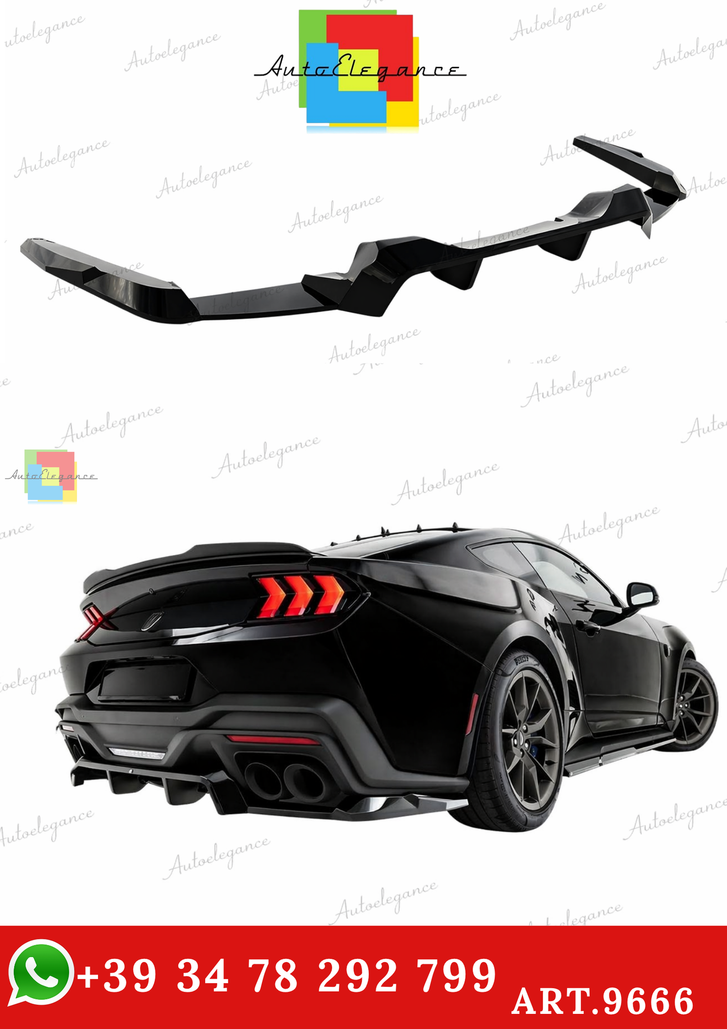🔥ART.9666 SPLITTER POSTERIORE ADATTO PER FORD MUSTANG DARK HORSE Mk7🔥