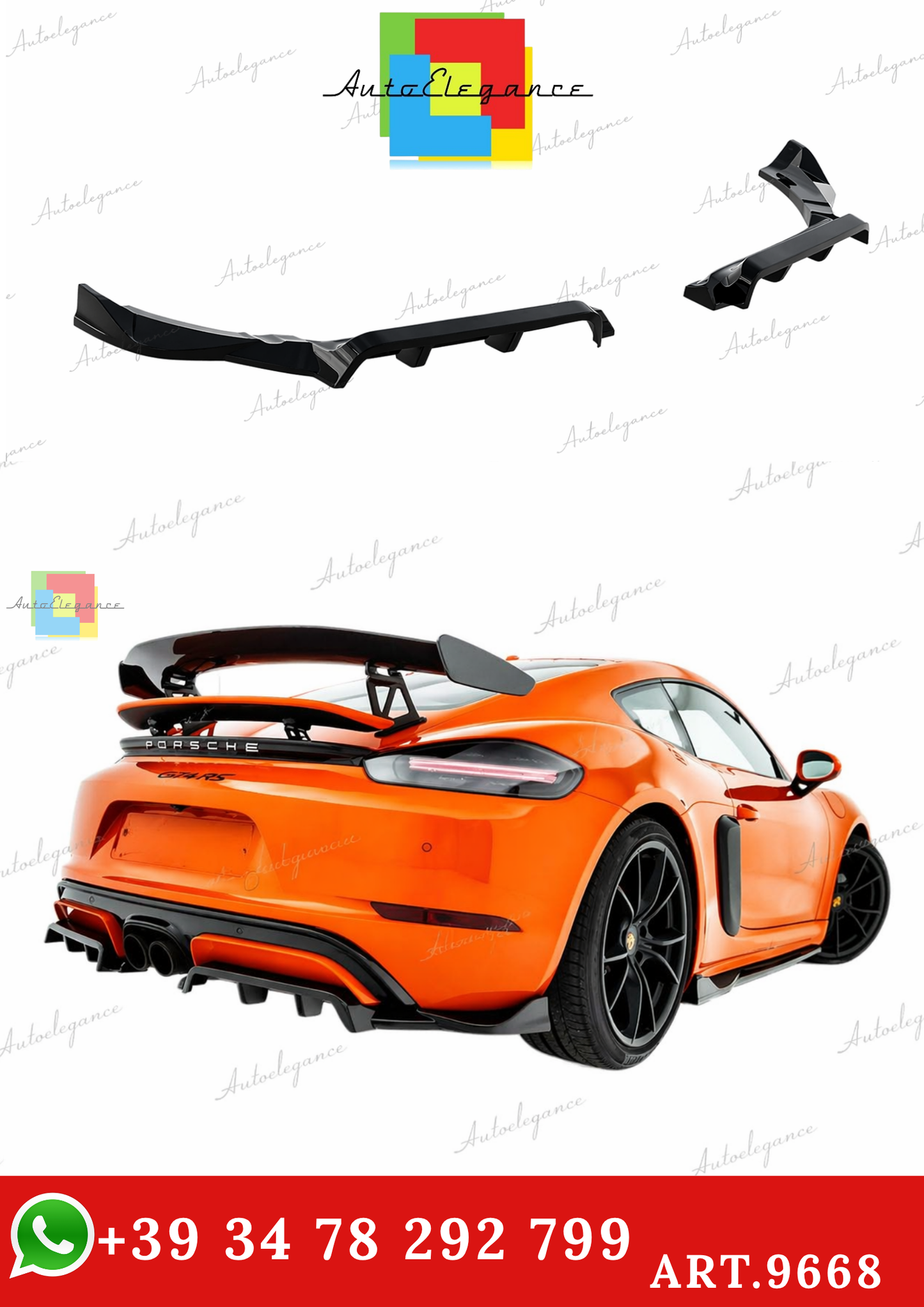 🔥ART.9668 SPLITTER POSTERIORE(CON BARRE VERTICALI PORSCHE 718 CAYMAN GTS 982c🔥