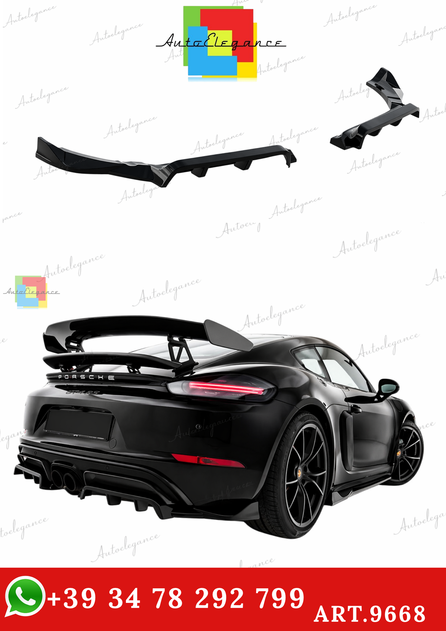 🔥ART.9668 SPLITTER POSTERIORE(CON BARRE VERTICALI PORSCHE 718 CAYMAN GTS 982c🔥