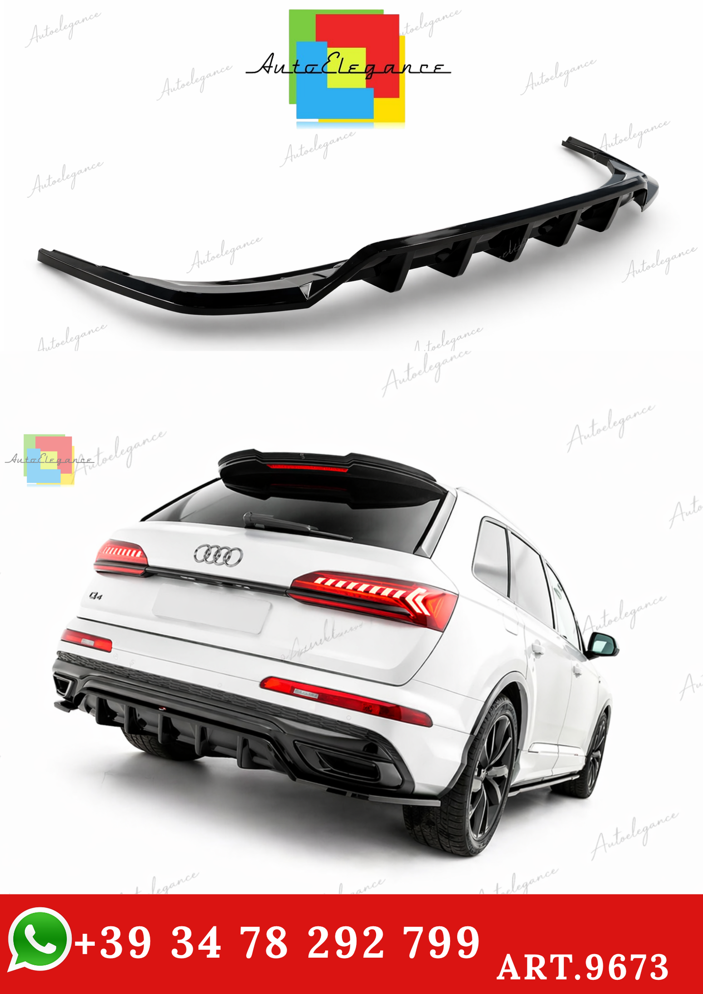 🔥ART.9673 SPLITTER POSTERIORE AUDI Q7 S-LINE Mk2 FACELIFT🔥