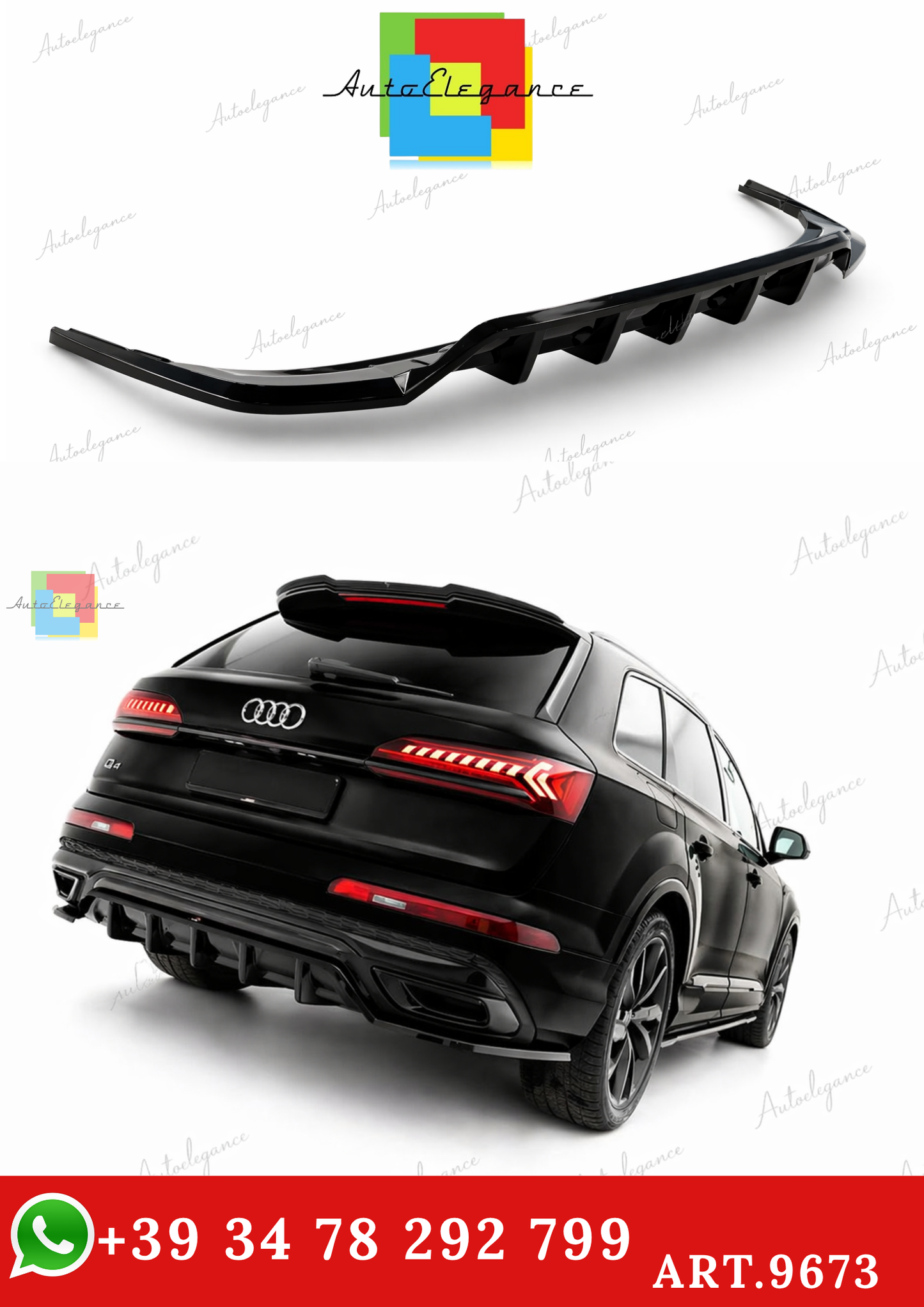 🔥ART.9673 SPLITTER POSTERIORE AUDI Q7 S-LINE Mk2 FACELIFT🔥