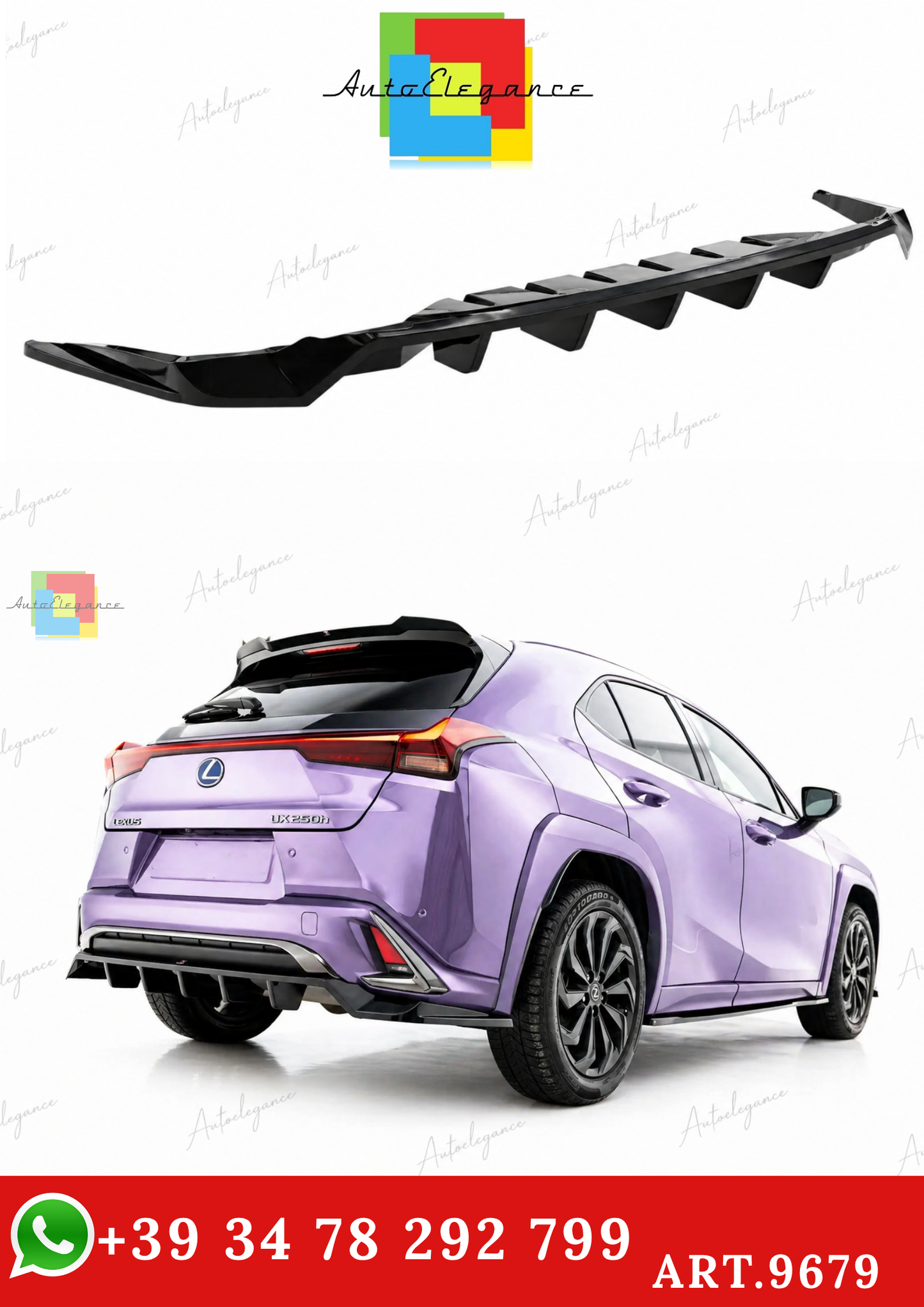 🔥ART.9679 SPLITTER POSTERIORE (CON BARRE VERTICALI) LEXUS UX F-SPORT Mk1🔥