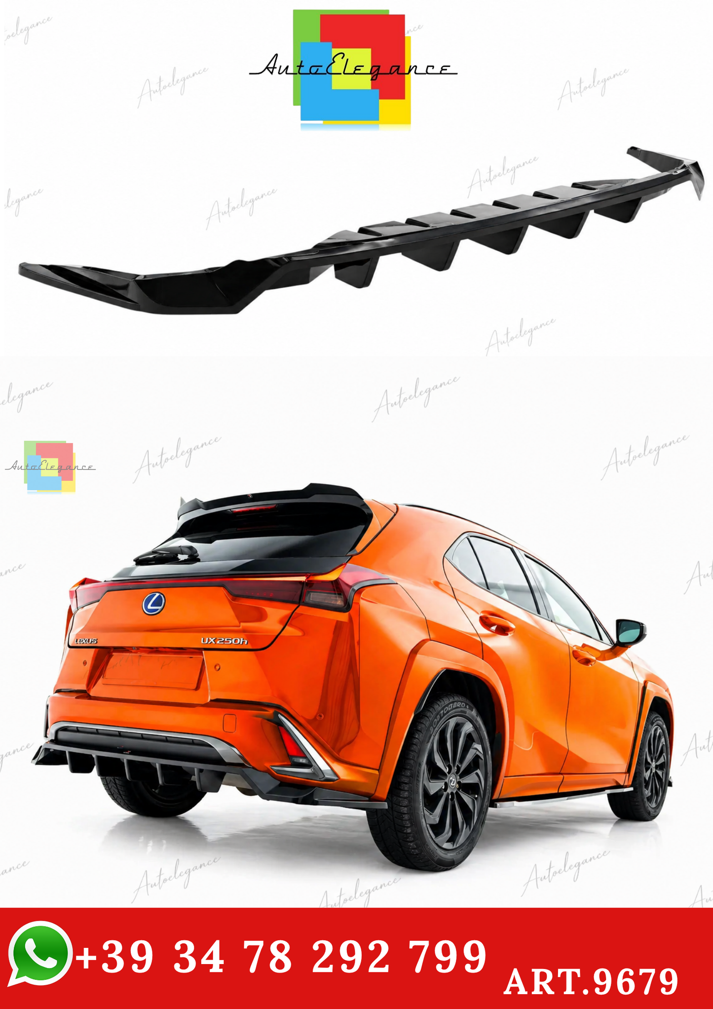 🔥ART.9679 SPLITTER POSTERIORE (CON BARRE VERTICALI) LEXUS UX F-SPORT Mk1🔥