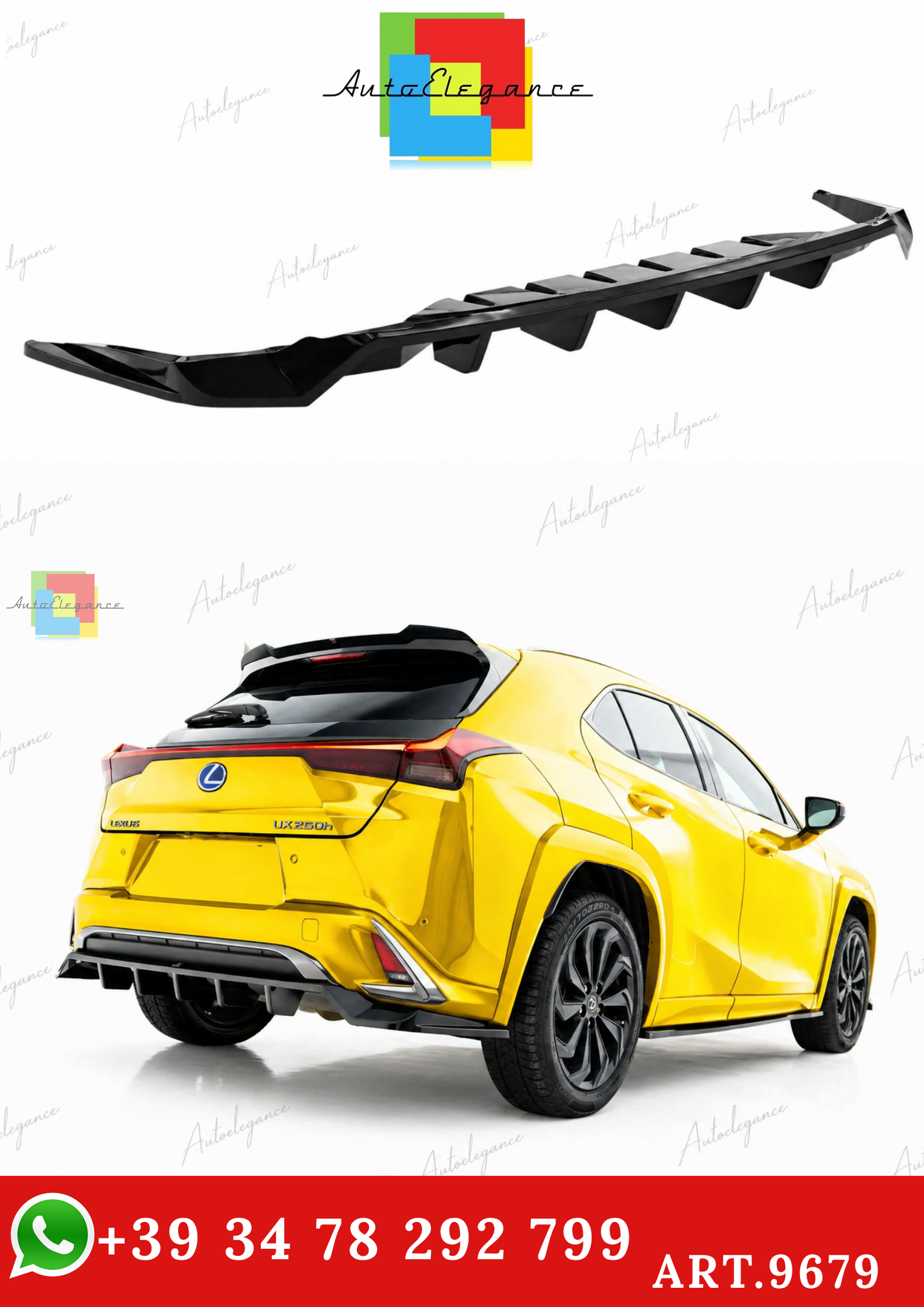 🔥ART.9679 SPLITTER POSTERIORE (CON BARRE VERTICALI) LEXUS UX F-SPORT Mk1🔥
