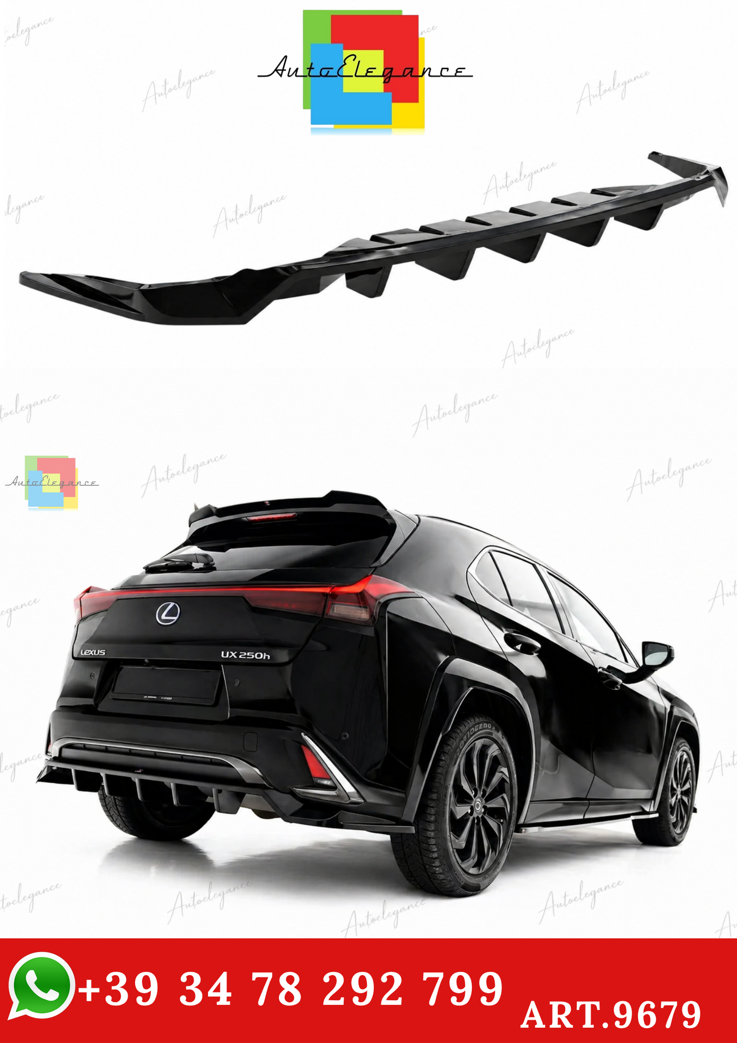 🔥ART.9679 SPLITTER POSTERIORE (CON BARRE VERTICALI) LEXUS UX F-SPORT Mk1🔥