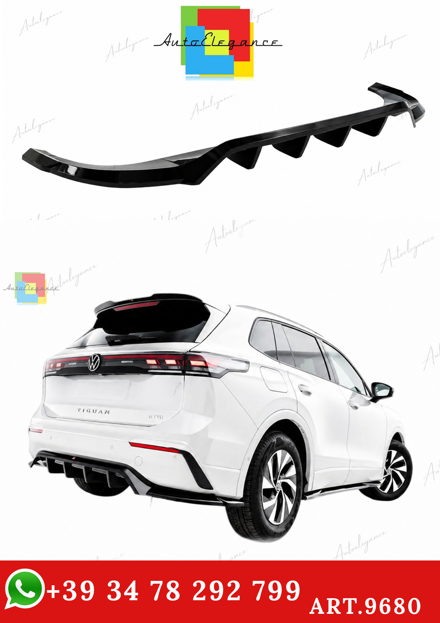 🔥ART.9680 SPLITTER POSTERIORE (CON BARRE VERTICALI) VW TIGUAN Mk3🔥