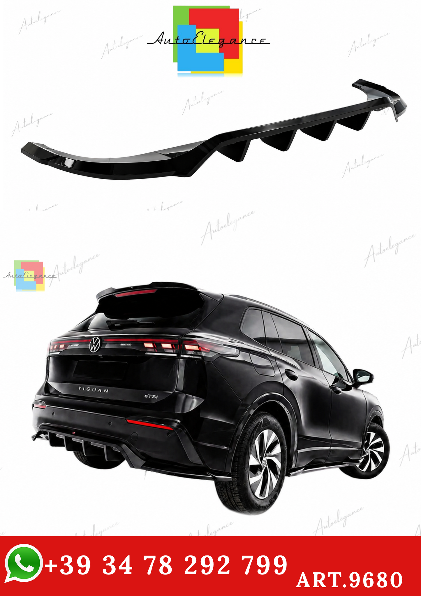 🔥ART.9680 SPLITTER POSTERIORE (CON BARRE VERTICALI) VW TIGUAN Mk3🔥