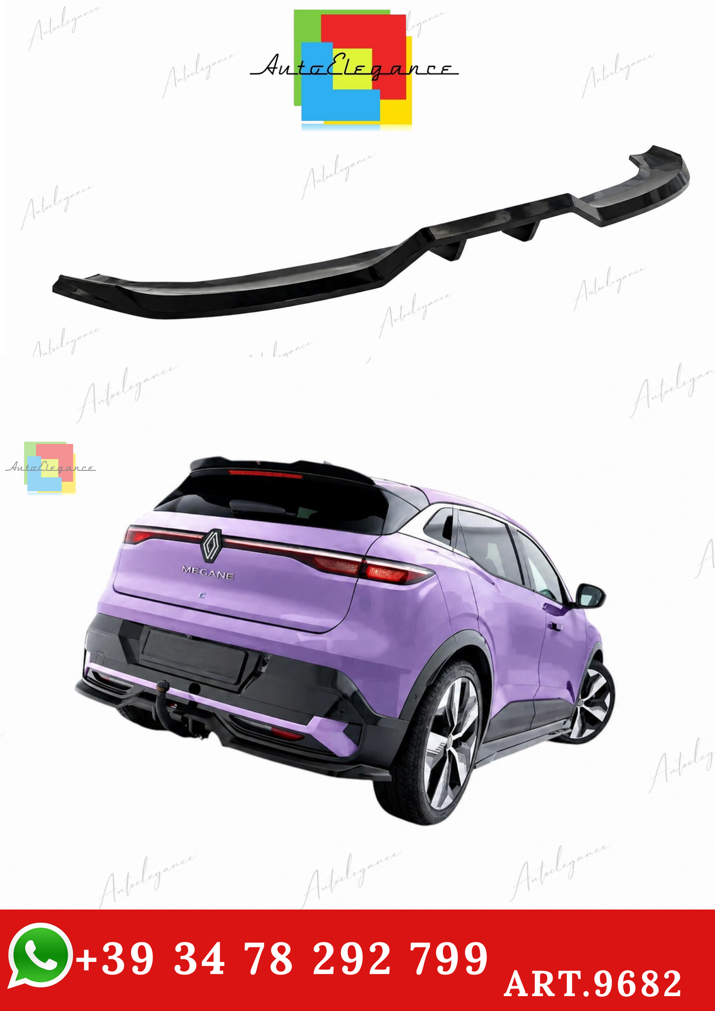 🔥ART.9682 SPLITTER POSTERIORE CENTRALE RENAULT MEGANE E-TECH ELECTRIC Mk1🔥