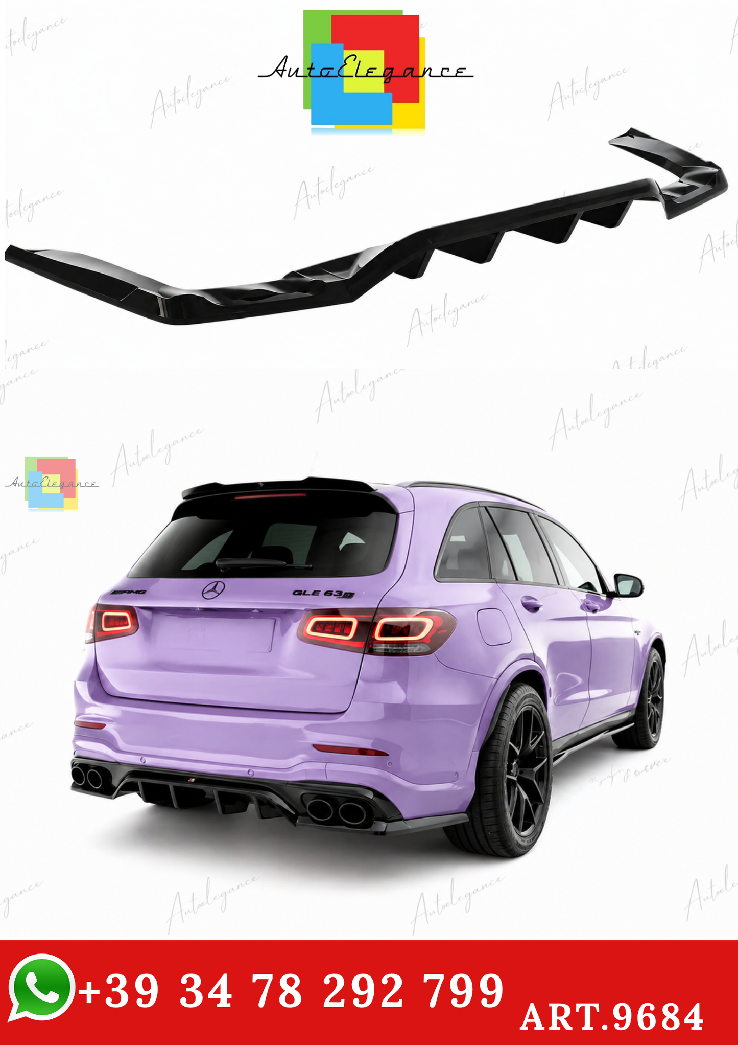 🔥ART.9684 SPLITTER POSTERIORE  MERCEDES-AMG GLC 43 SUV X253 FACELIFT🔥